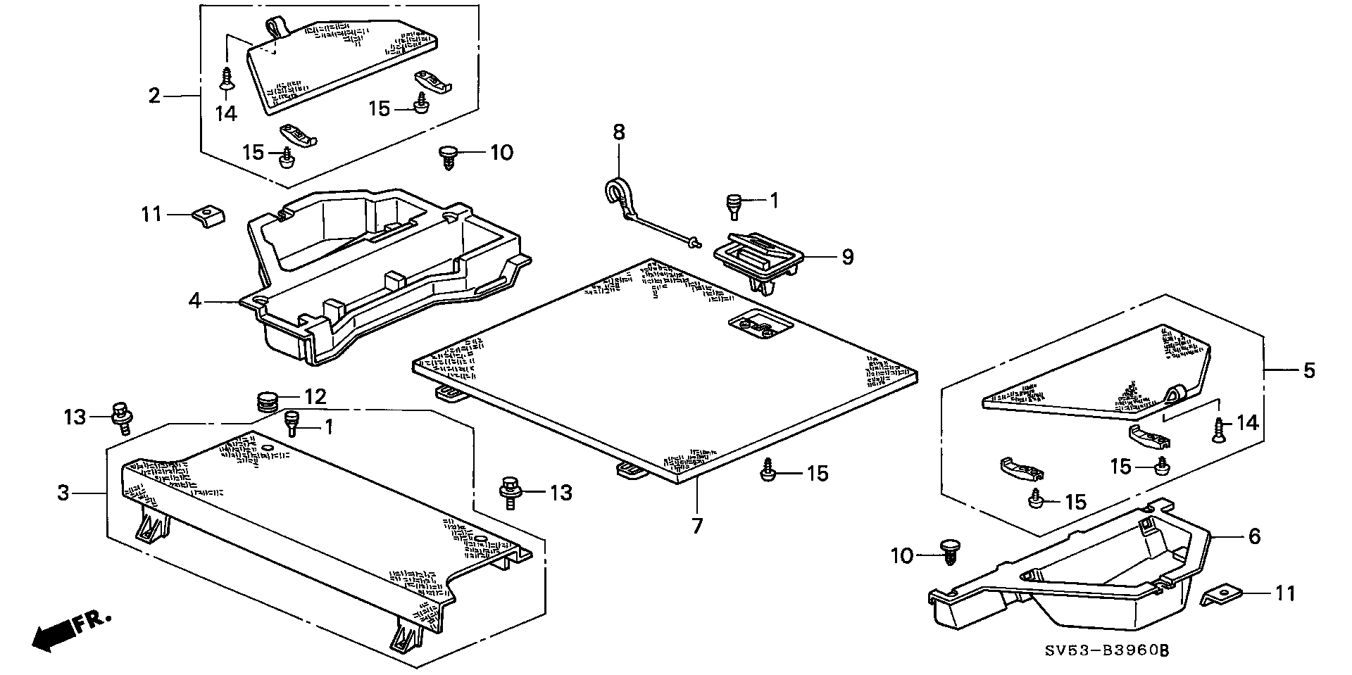 Diagram REAR FLOOR BOX for your 1996 Honda