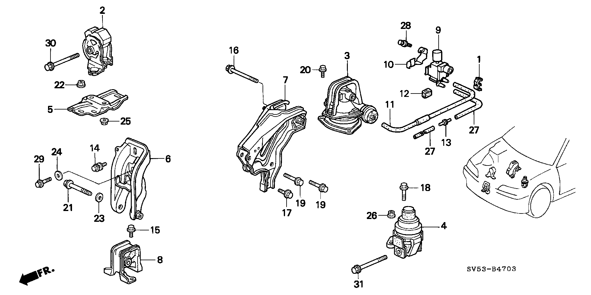 Diagram ENGINE MOUNT (4) for your Honda