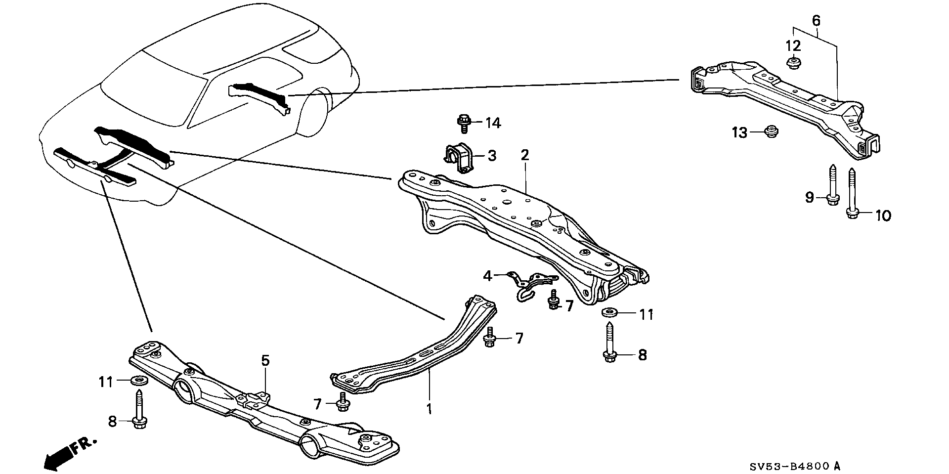 Diagram REAR BEAM@CROSS BEAM for your Honda