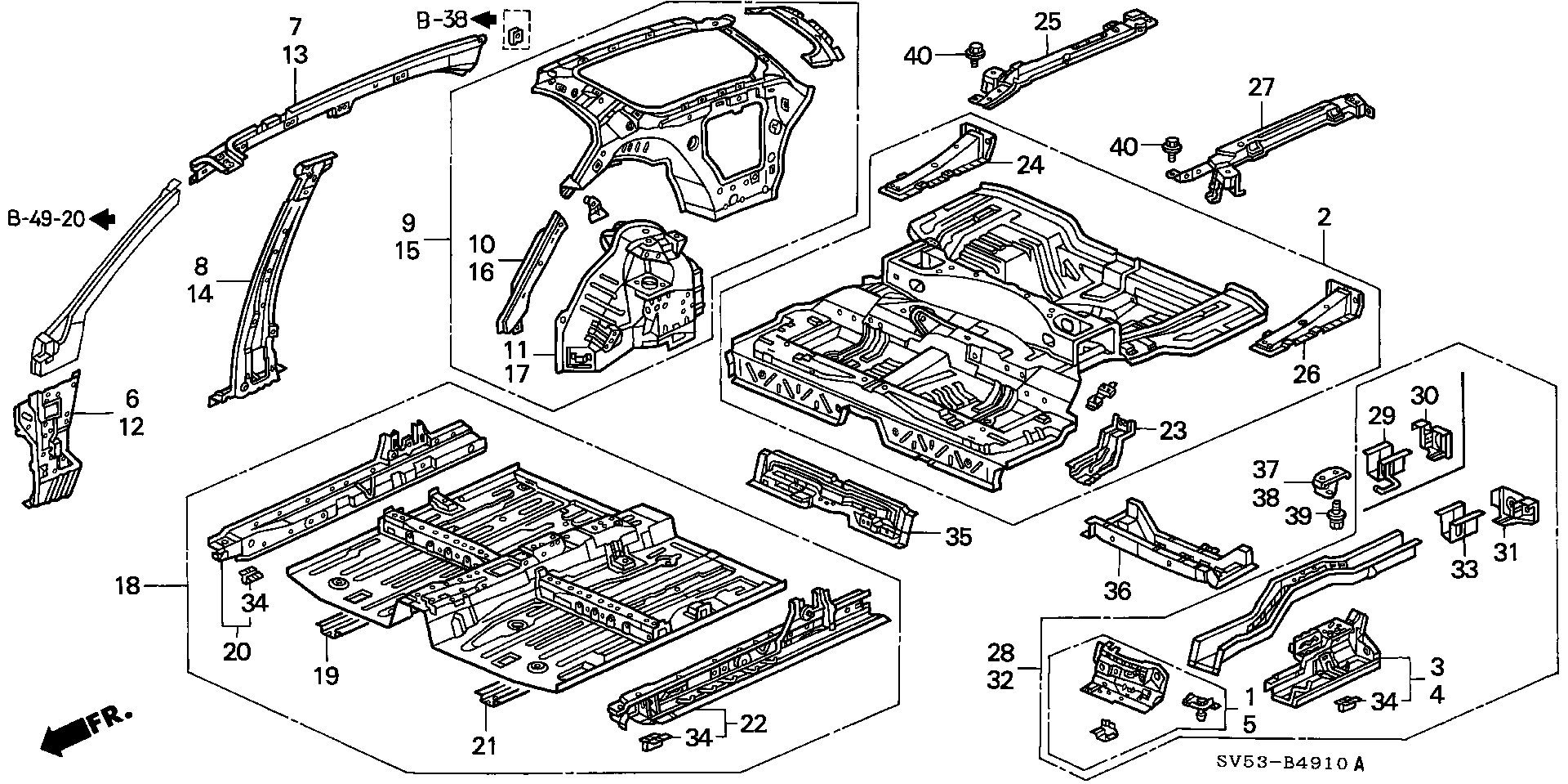 Diagram INNER PANEL for your 1995 Honda