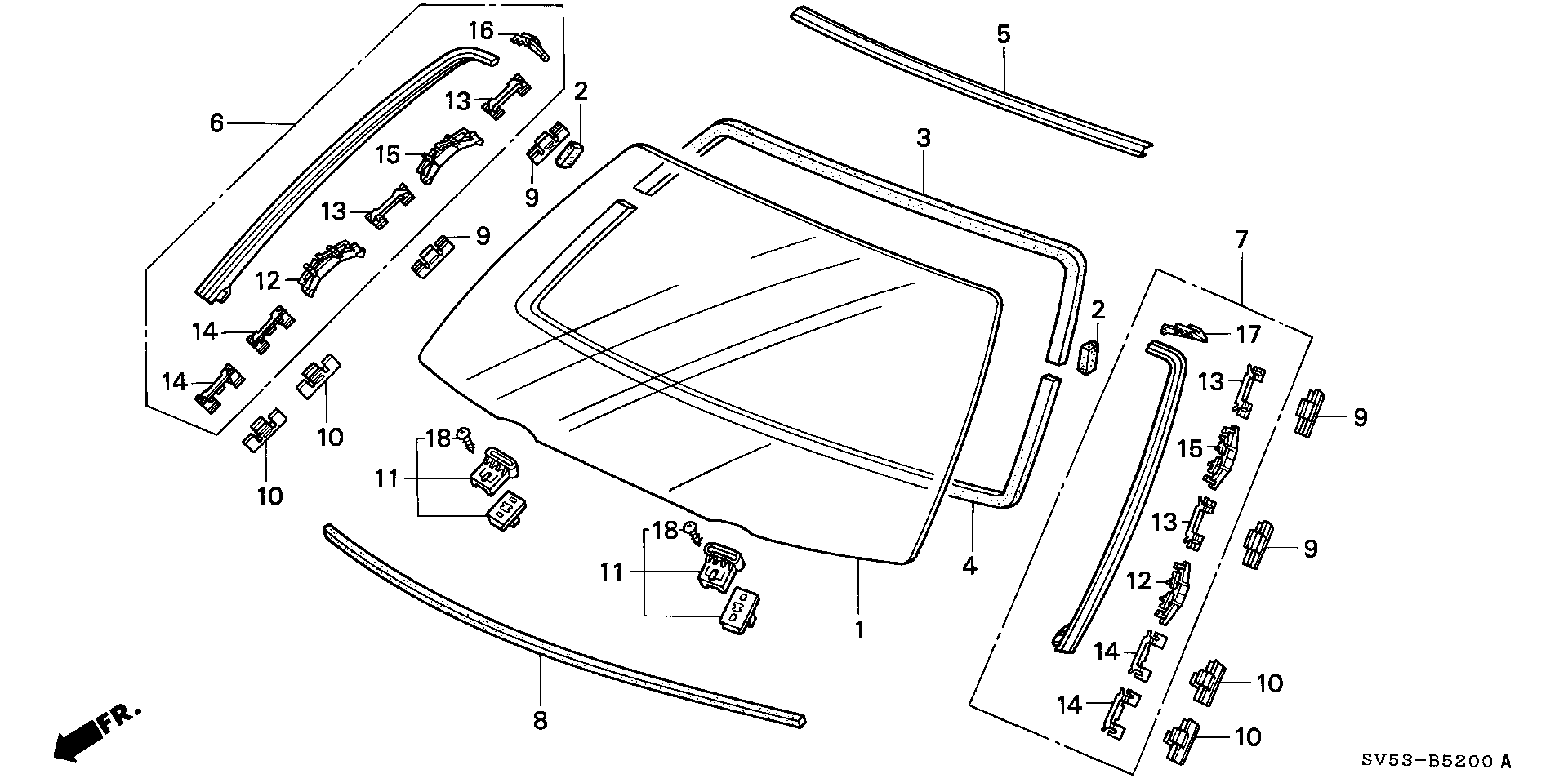 Diagram FRONT WINDSHIELD for your Honda