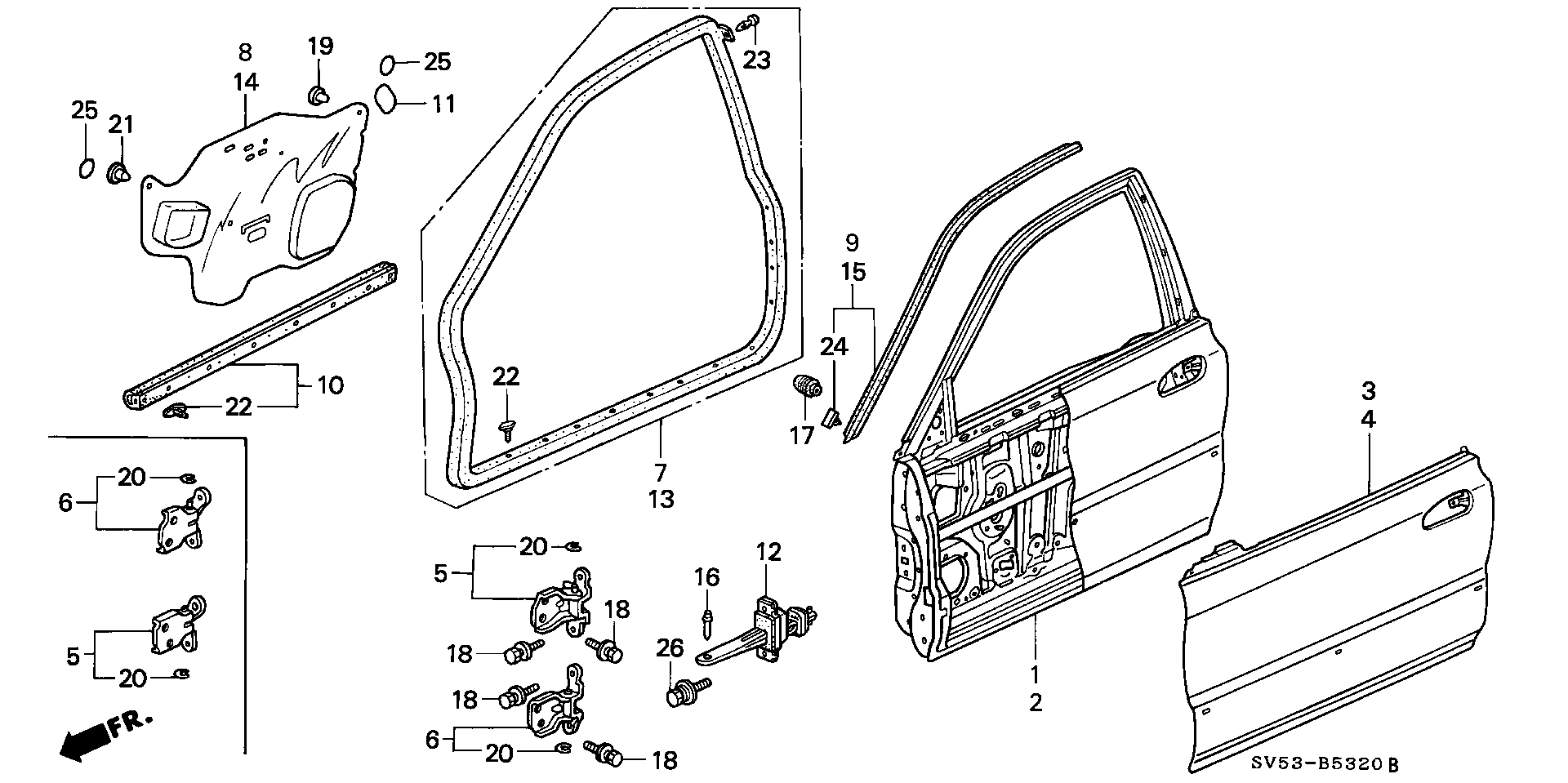 Diagram FRONT DOOR PANELS for your 1990 Honda Civic Wagon   