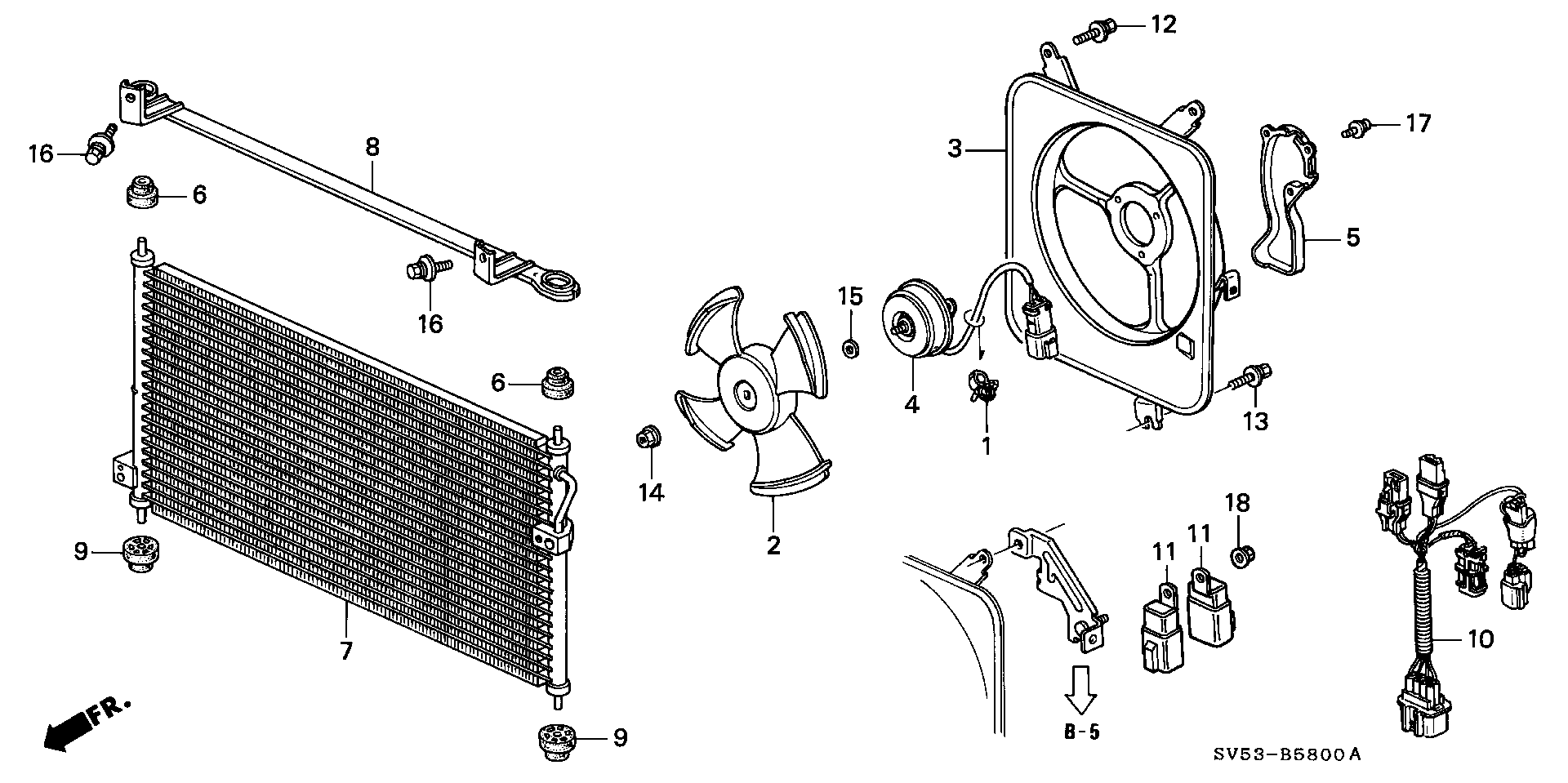 Diagram AIR CONDITIONER (CONDENSER) for your 1994 Honda Accord Wagon   