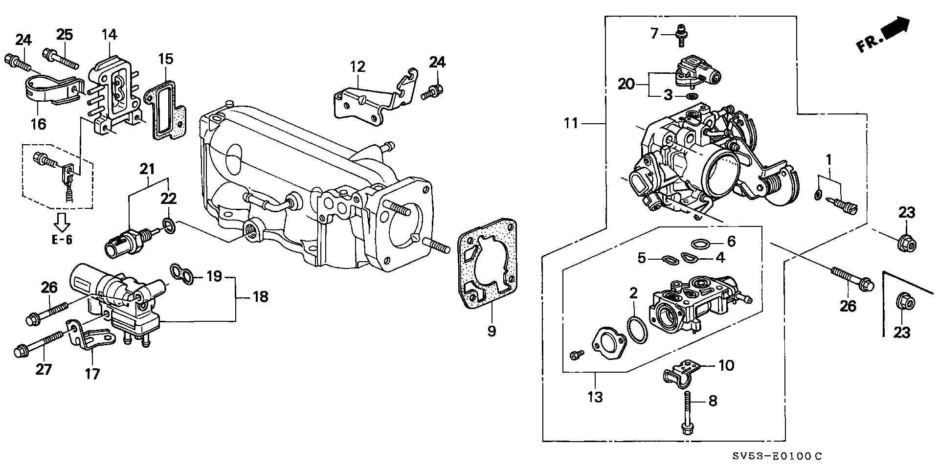 Diagram THROTTLE BODY for your Honda Accord Wagon  