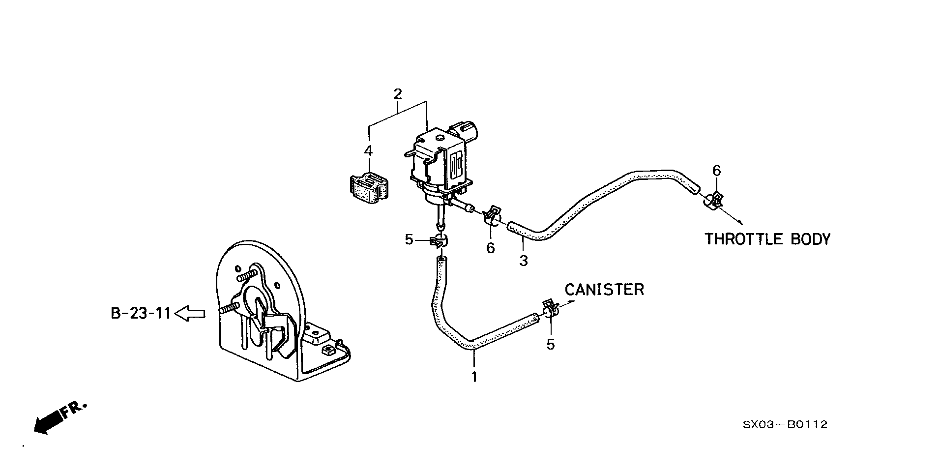 Full size assembly image of PURGE CONTROL SOLENOID VALVE ('98) (1/1)