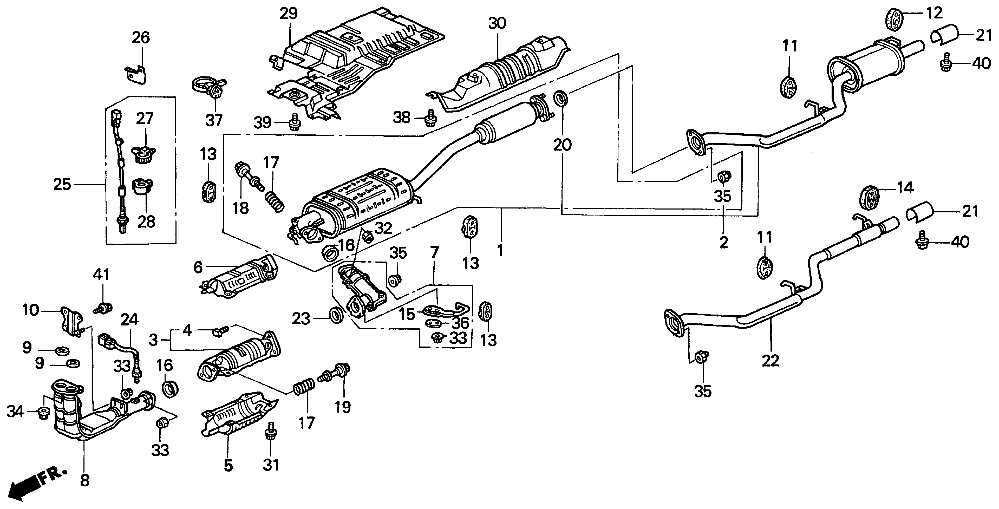 Diagram EXHAUST PIPE for your 1990 Honda Accord Coupe 2.2L AT LX 