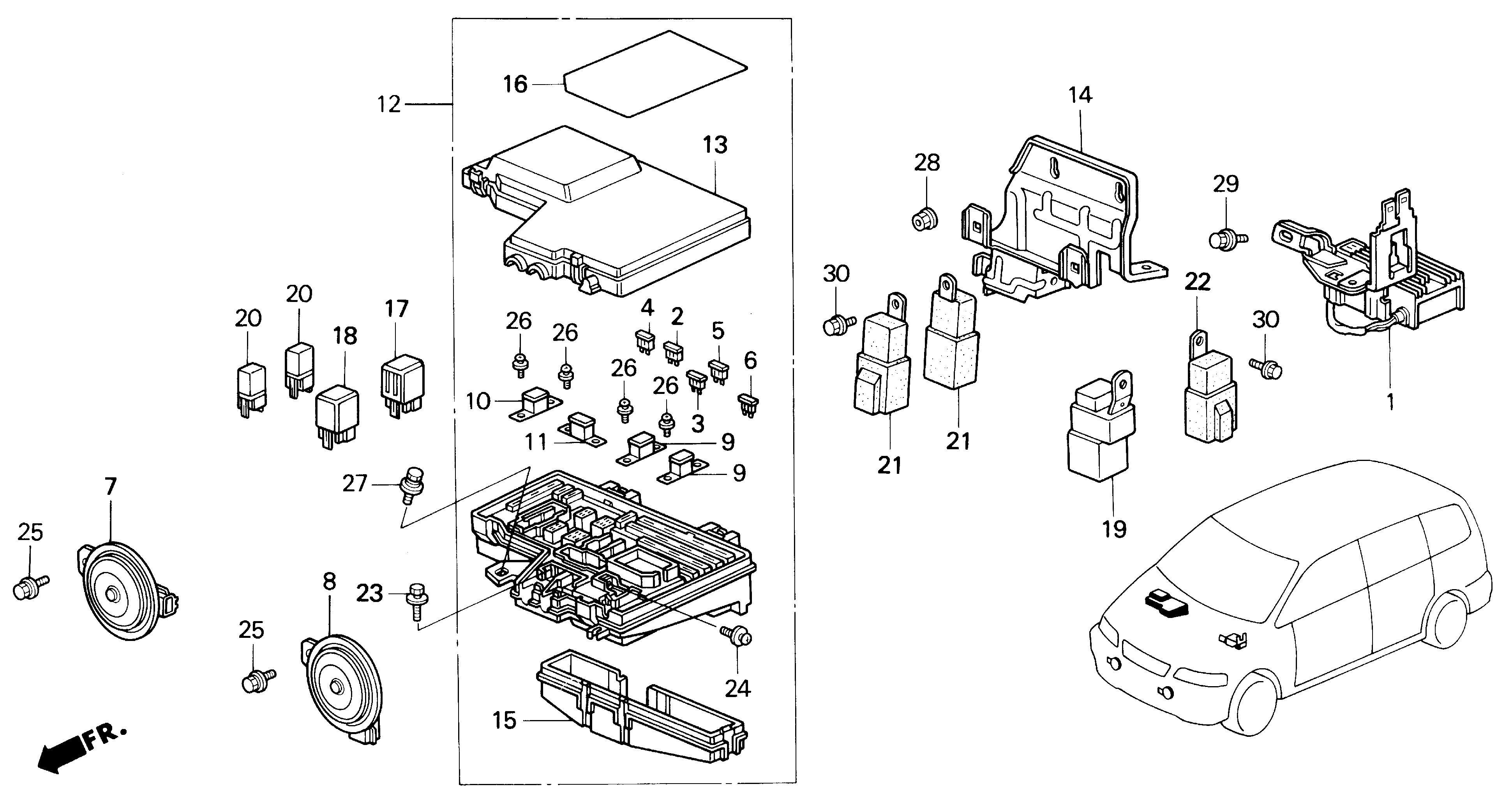 Diagram CONTROL UNIT (ENGINE COMPARTMENT) for your Honda