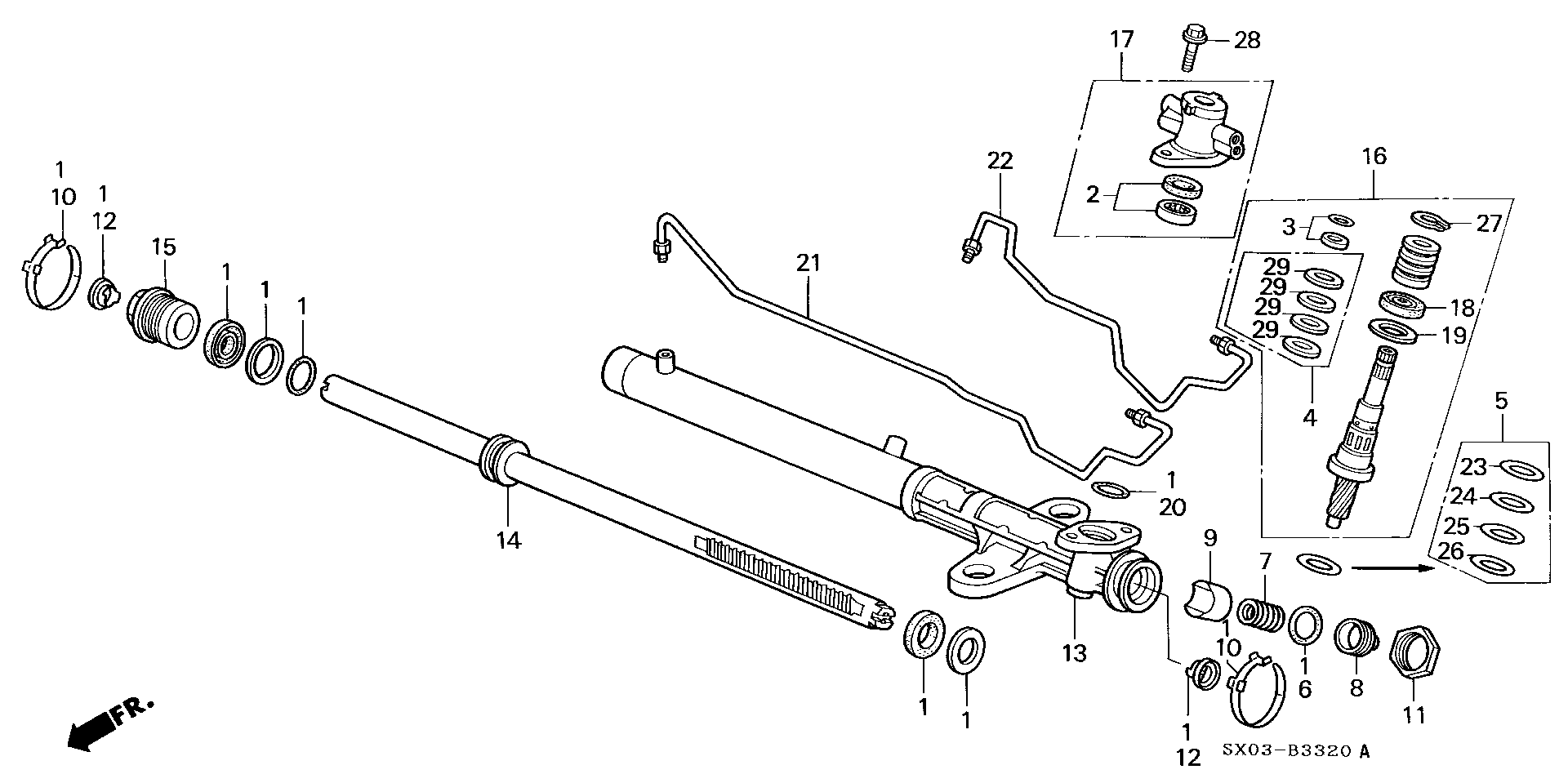 Diagram P.S. GEAR BOX COMPONENTS for your 1998 Honda Accord   