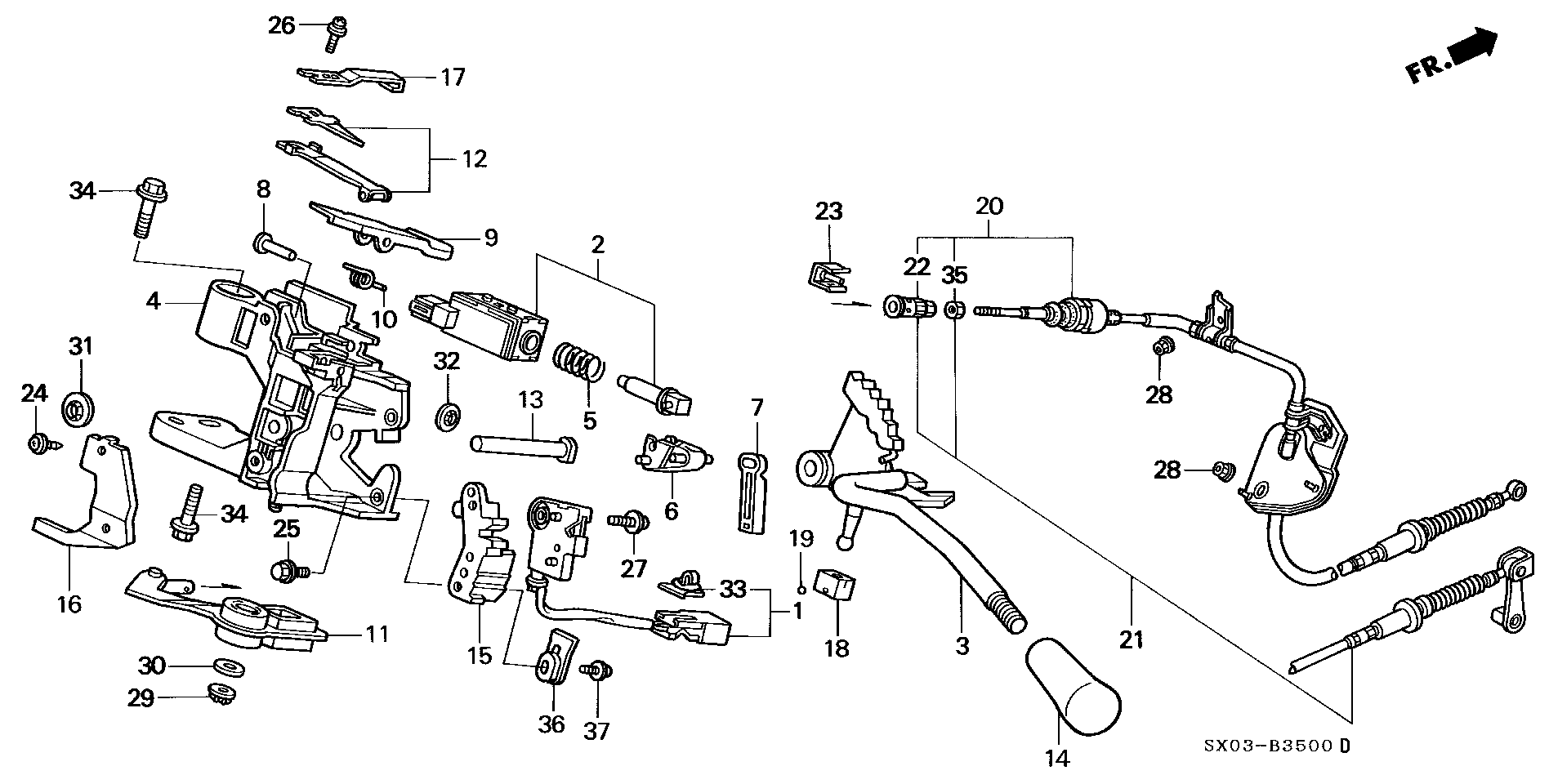 Diagram SELECT LEVER for your Honda