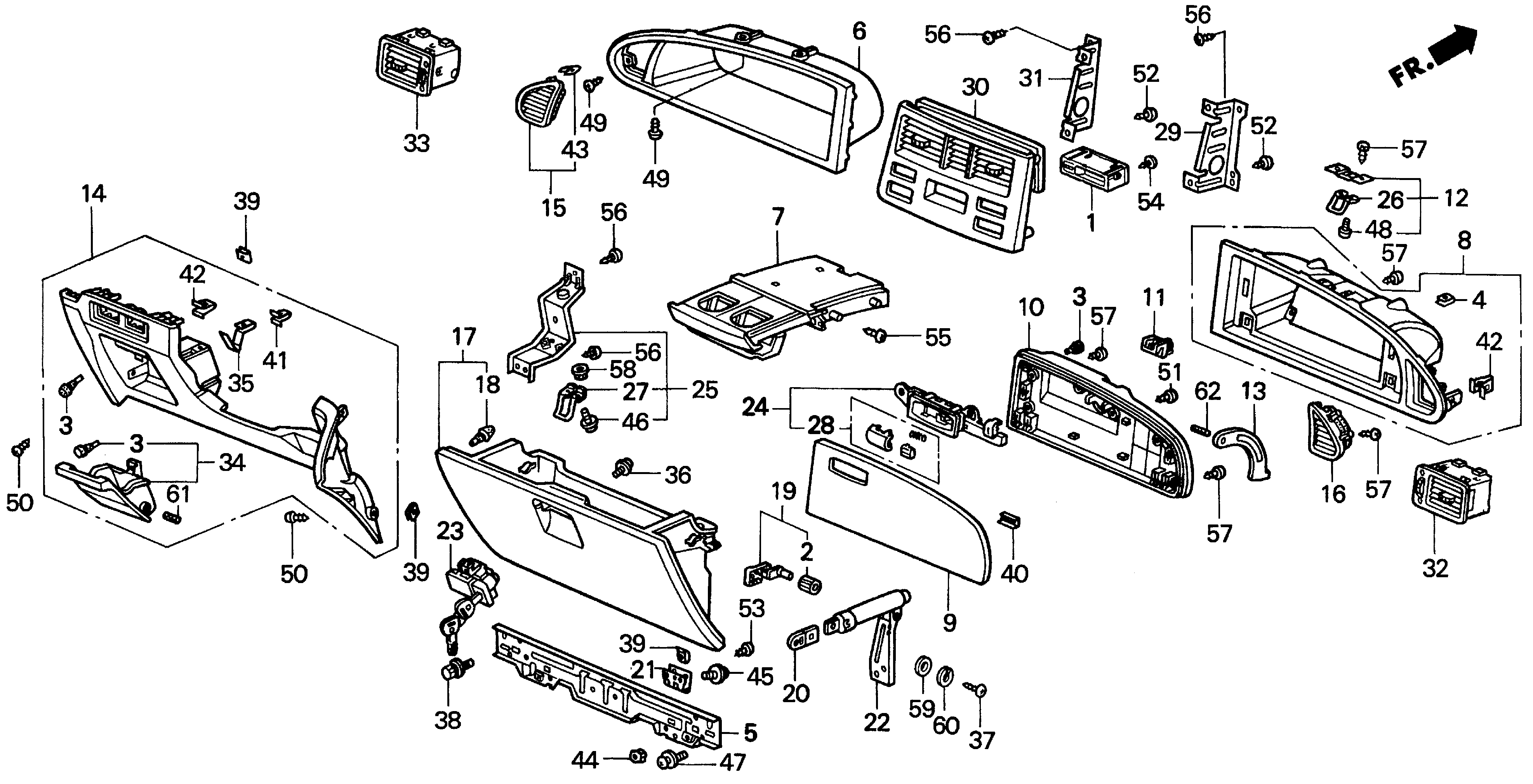 Diagram INSTRUMENT PANEL GARNISH for your Honda Odyssey  