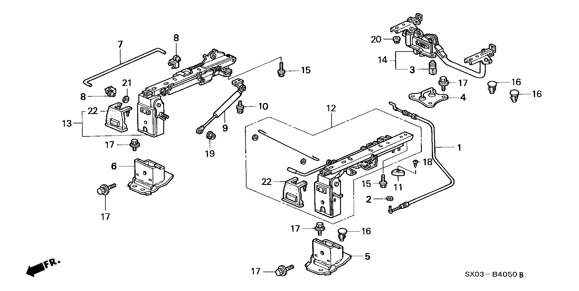 Diagram LEFT MIDDLE SEAT COMPONENTS (BENCH) for your Honda Odyssey  