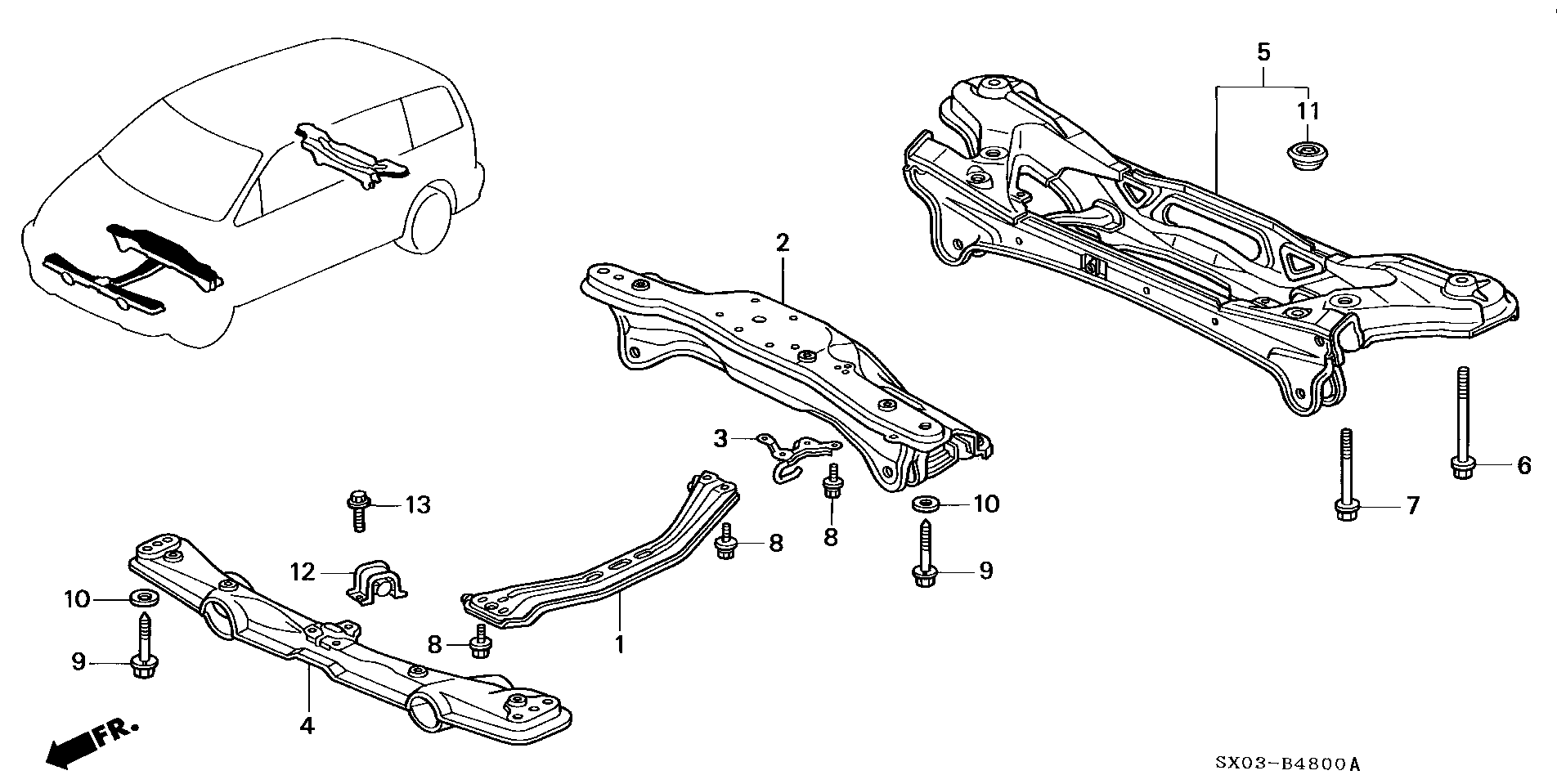 Diagram REAR BEAM@CROSS BEAM for your 1997 Honda Odyssey   