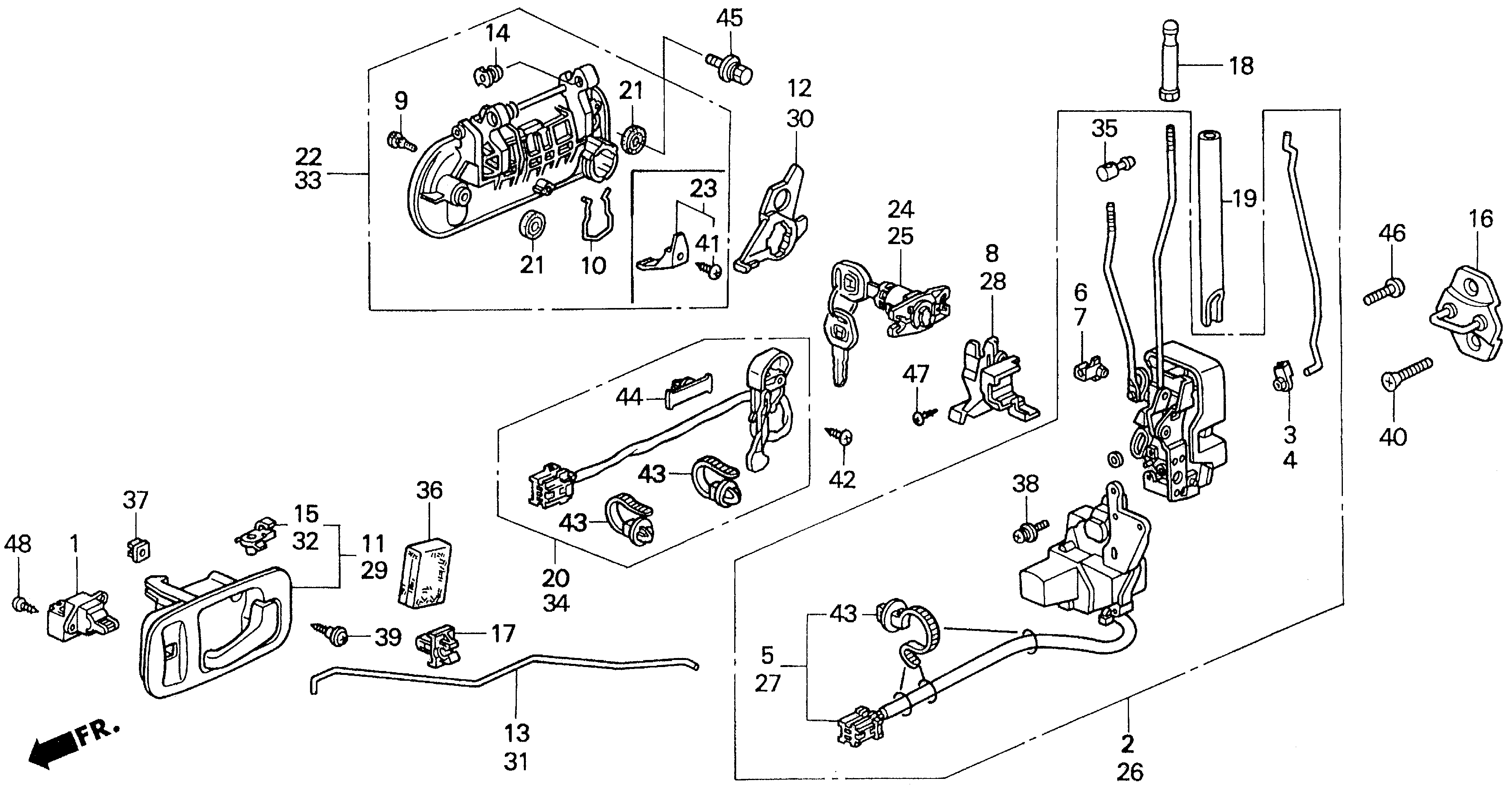 Diagram DOOR LOCK (FR.) for your 1995 Honda Accord Coupe   