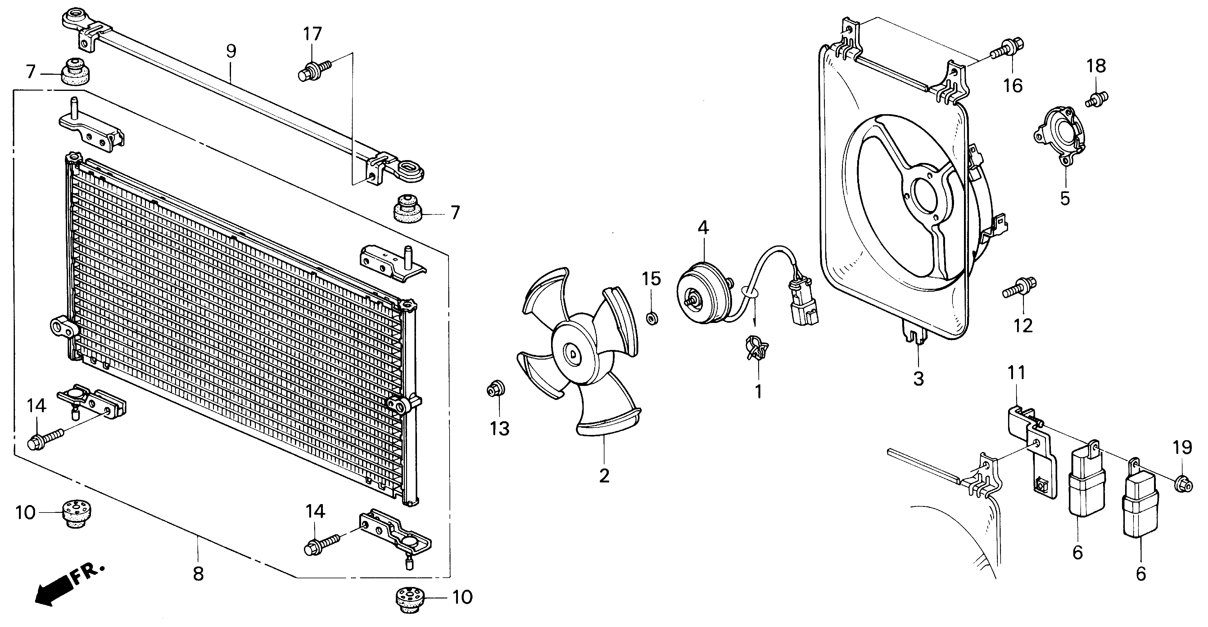 Diagram AIR CONDITIONER (CONDENSER) for your 1996 Honda