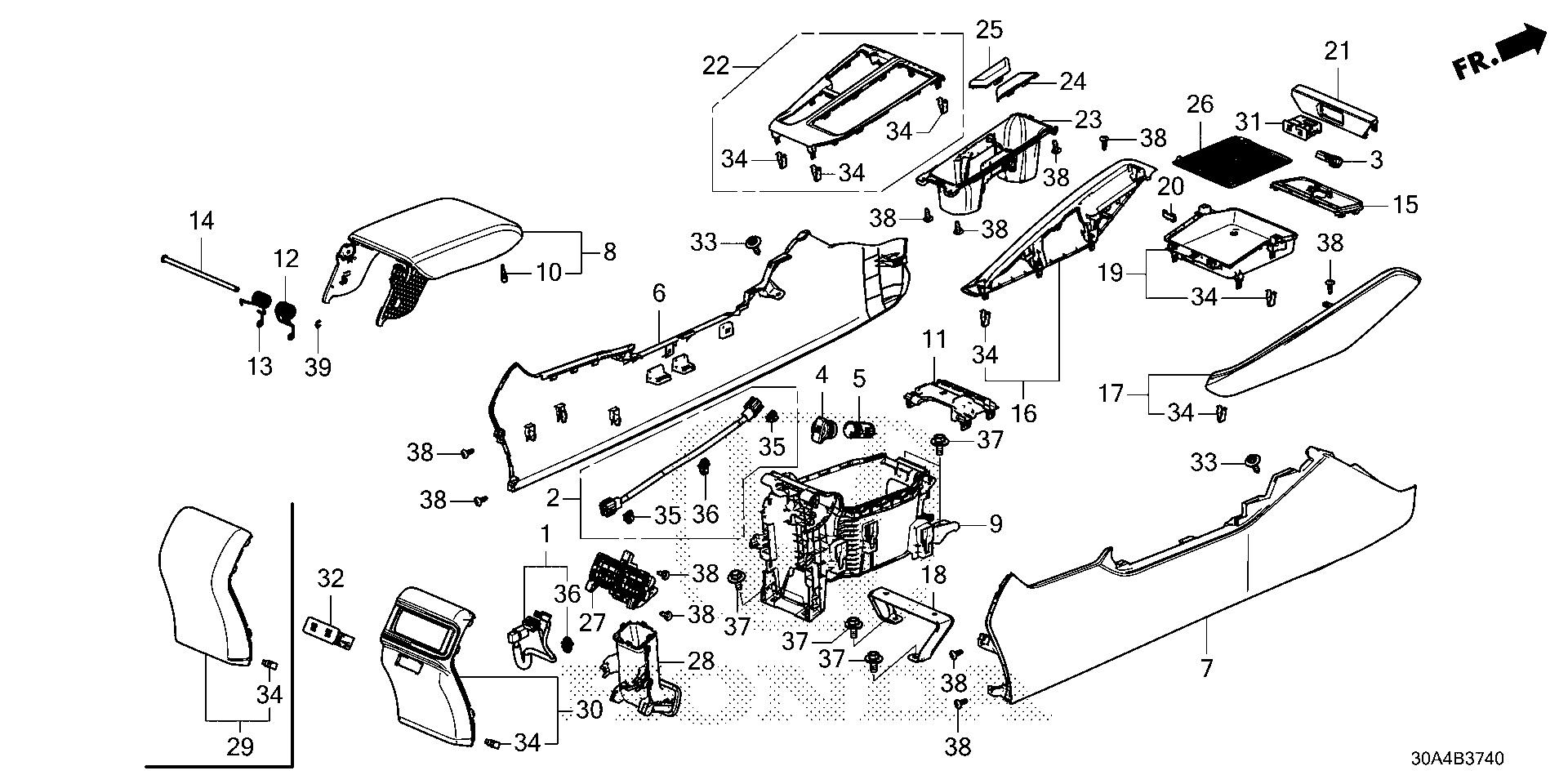 Diagram CONSOLE for your 1984 Honda Civic Hatchback   