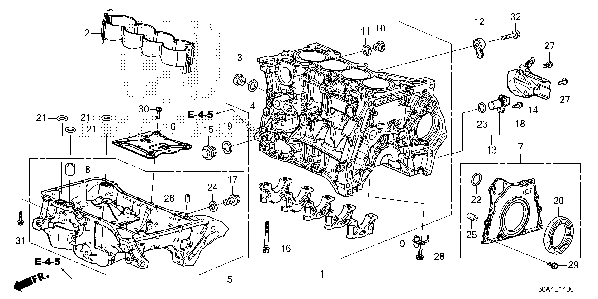 Diagram CYLINDER BLOCK@OIL PAN for your Honda