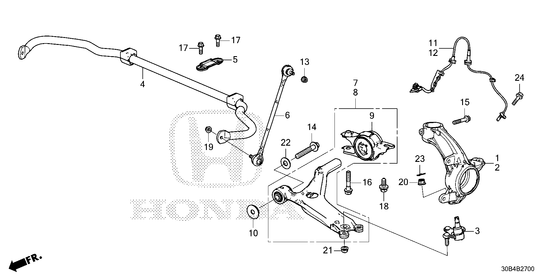 2024 Honda Passport TSPORT 5D Bracket, fr. Compliance. Front, knuckle ...