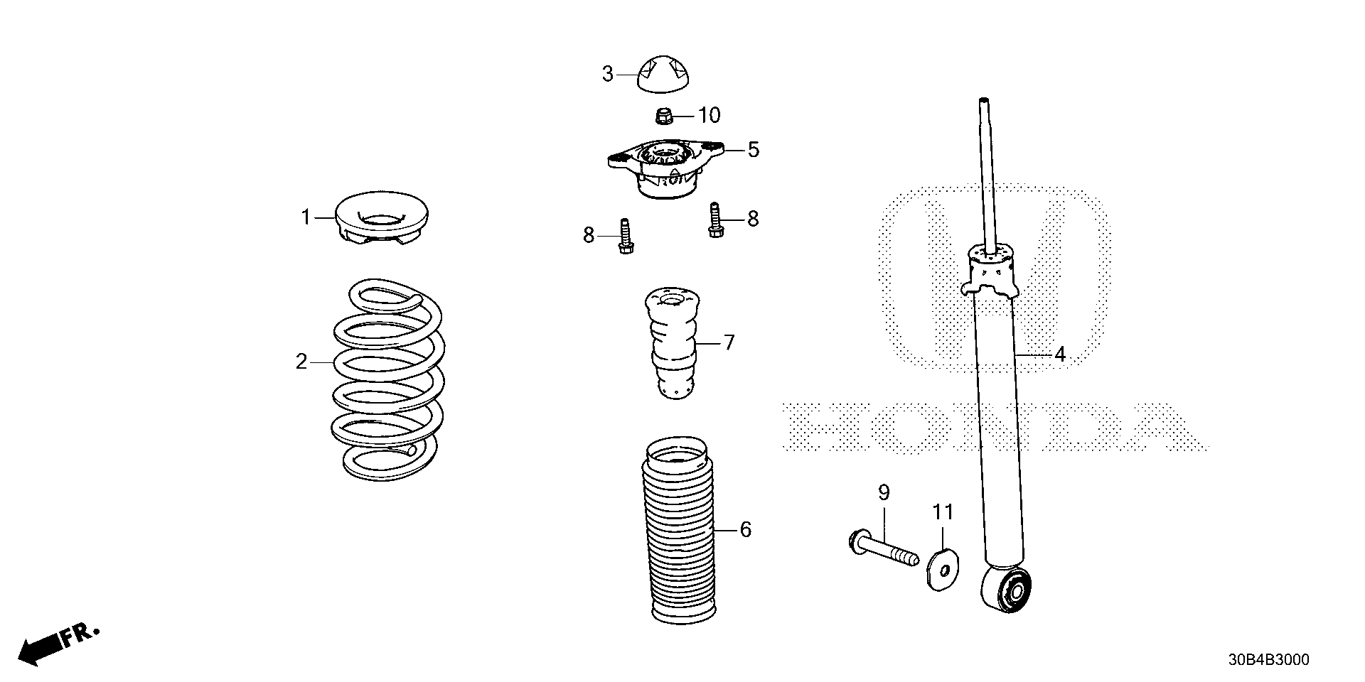 Honda Accord Shock absorber unit, rr. Rear, steering - 52611-30B-A01 ...