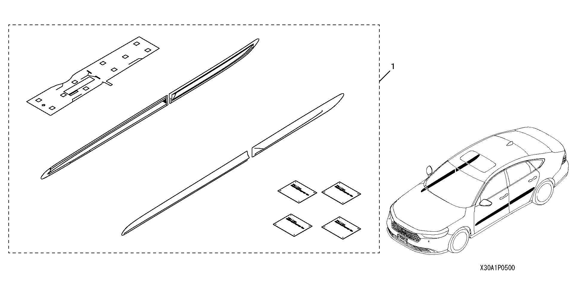 Diagram BODY SIDE MOLDING for your 2002 Honda Accord   