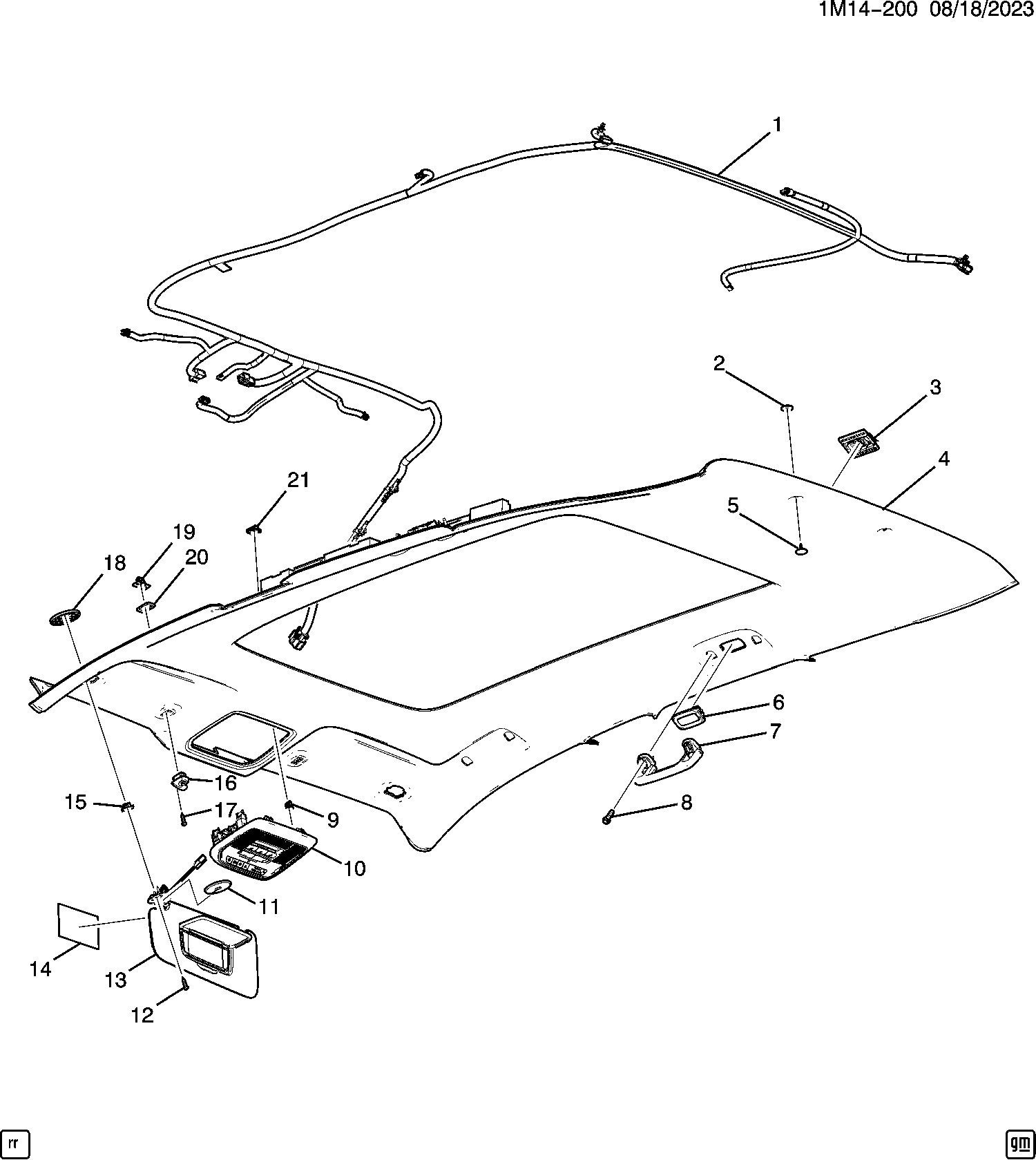 Diagram ROOF HEADLINER (1) for your Honda