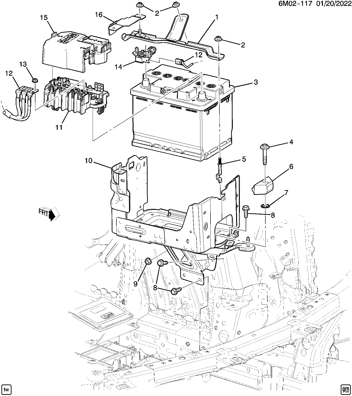 Diagram BATTERY MOUNTING-12 VOLT for your Honda