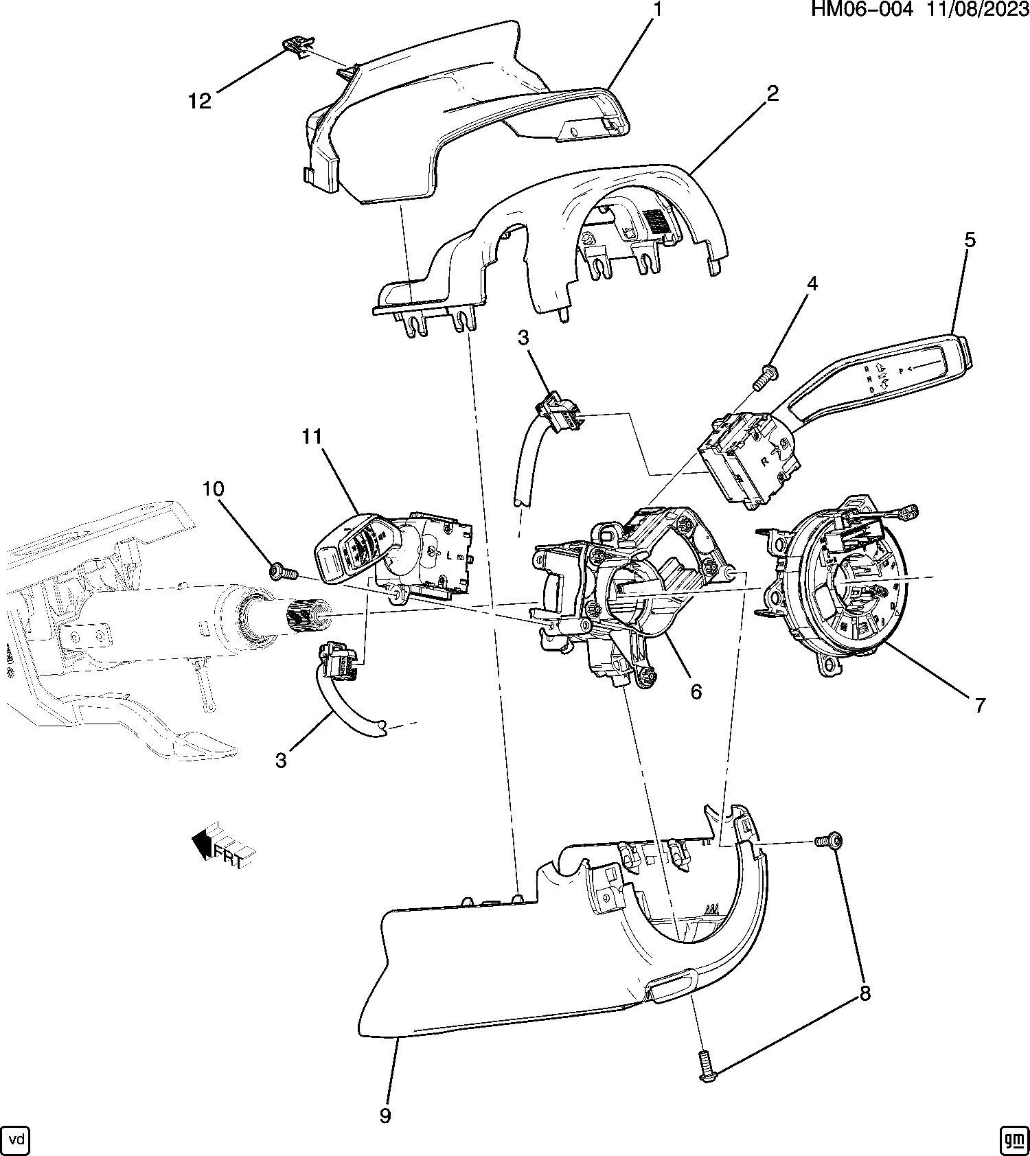 Diagram STEERING COLUMN SWITCHES & COVERS for your Honda