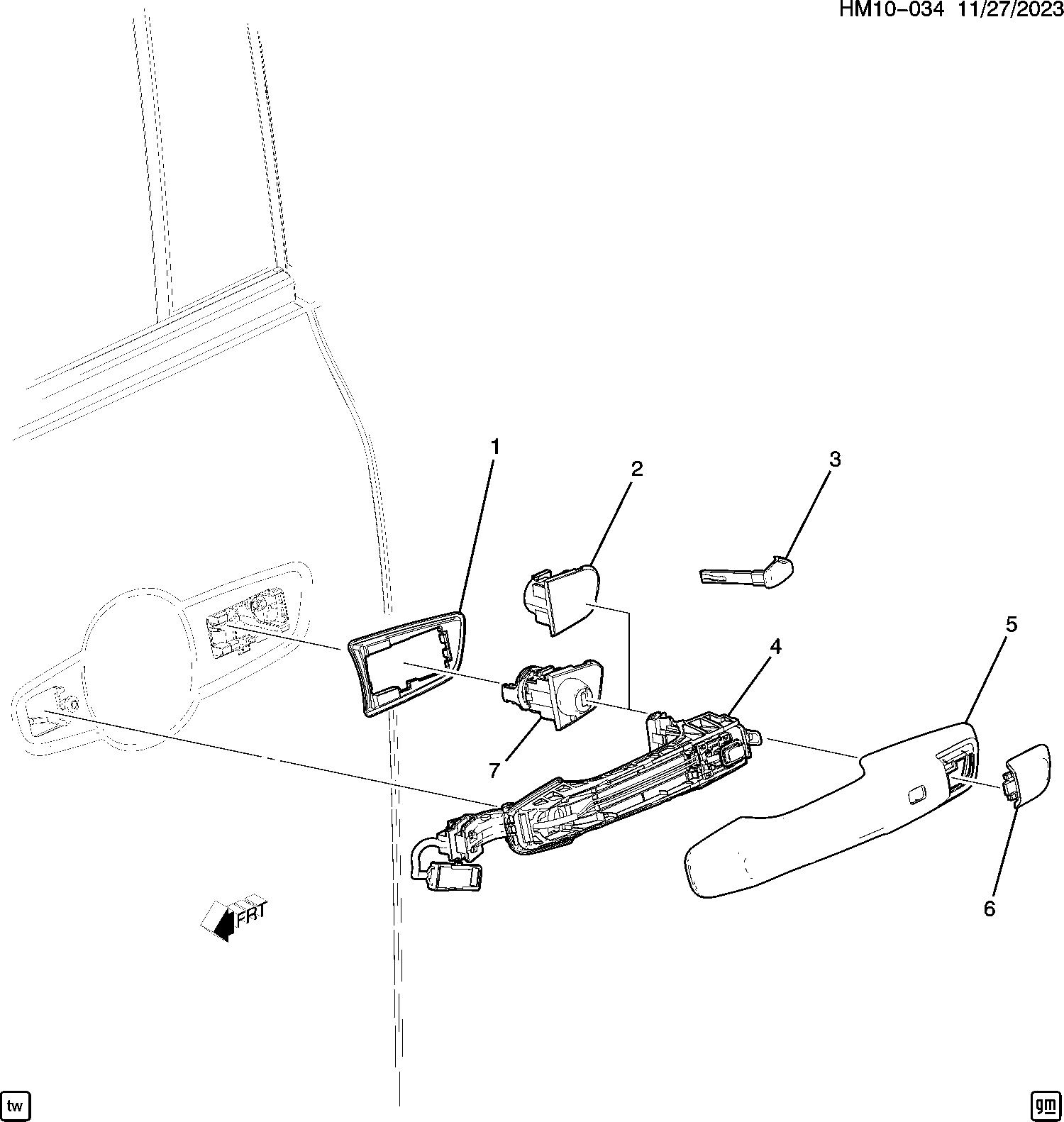 Diagram DOOR HARDWARE@FRONT PART 3-DRIVER SIDE HANDLE for your Honda