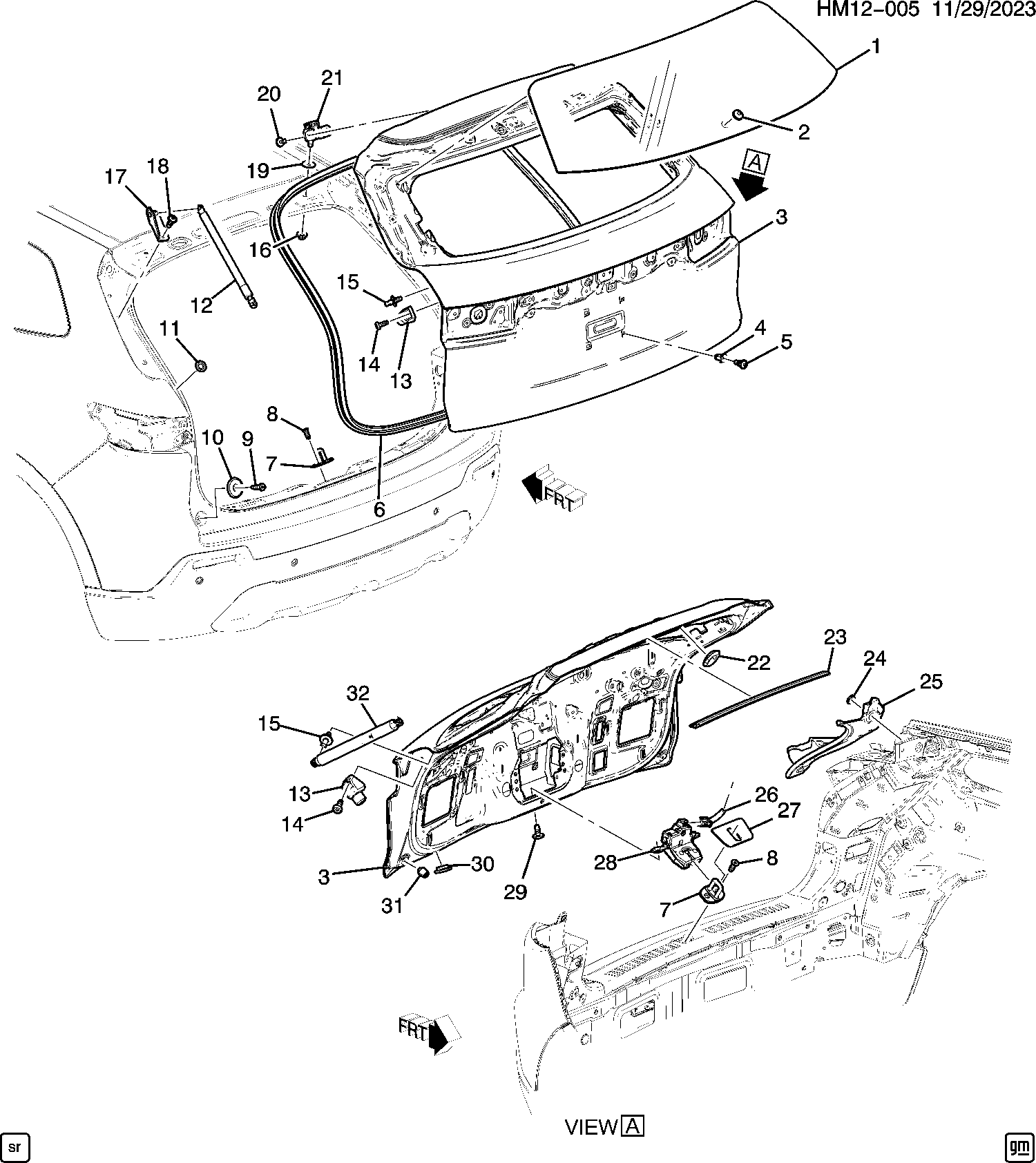 Diagram LIFTGATE HARDWARE PART 1 (1) for your Honda