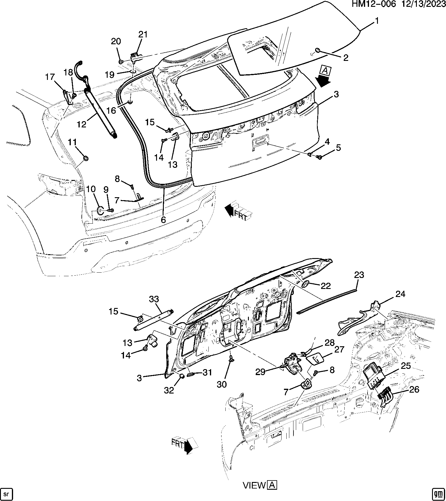 Diagram LIFTGATE HARDWARE PART 1 (2) for your Honda