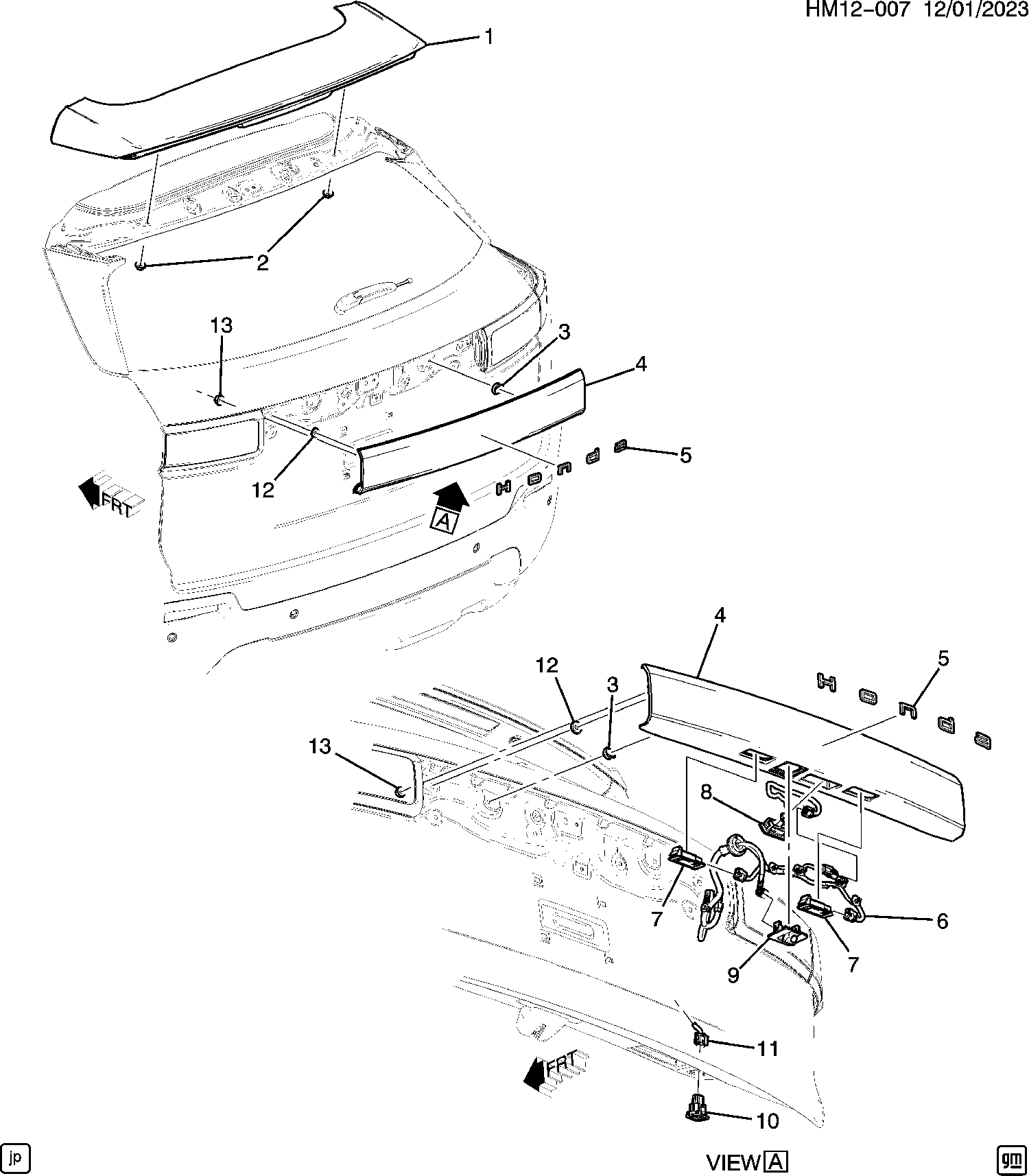 Diagram LIFTGATE HARDWARE PART 2 (1) for your Honda