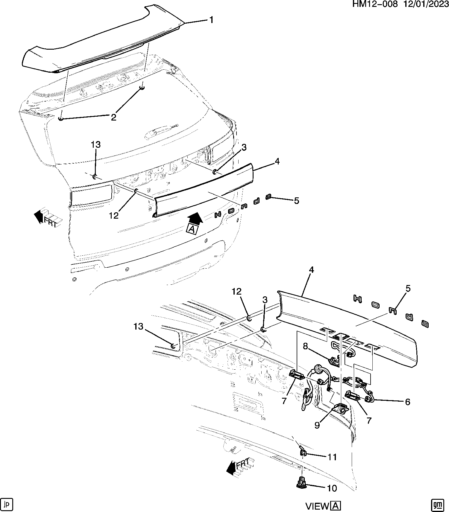 Diagram LIFTGATE HARDWARE PART 2 (2) for your Honda