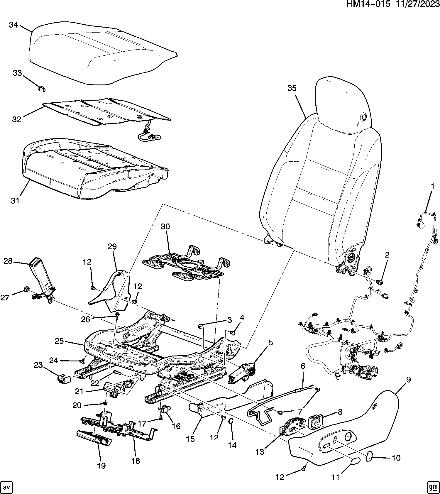 Diagram SEAT ASM@LEFT HAND FRONT-CUSHION (1) for your Honda