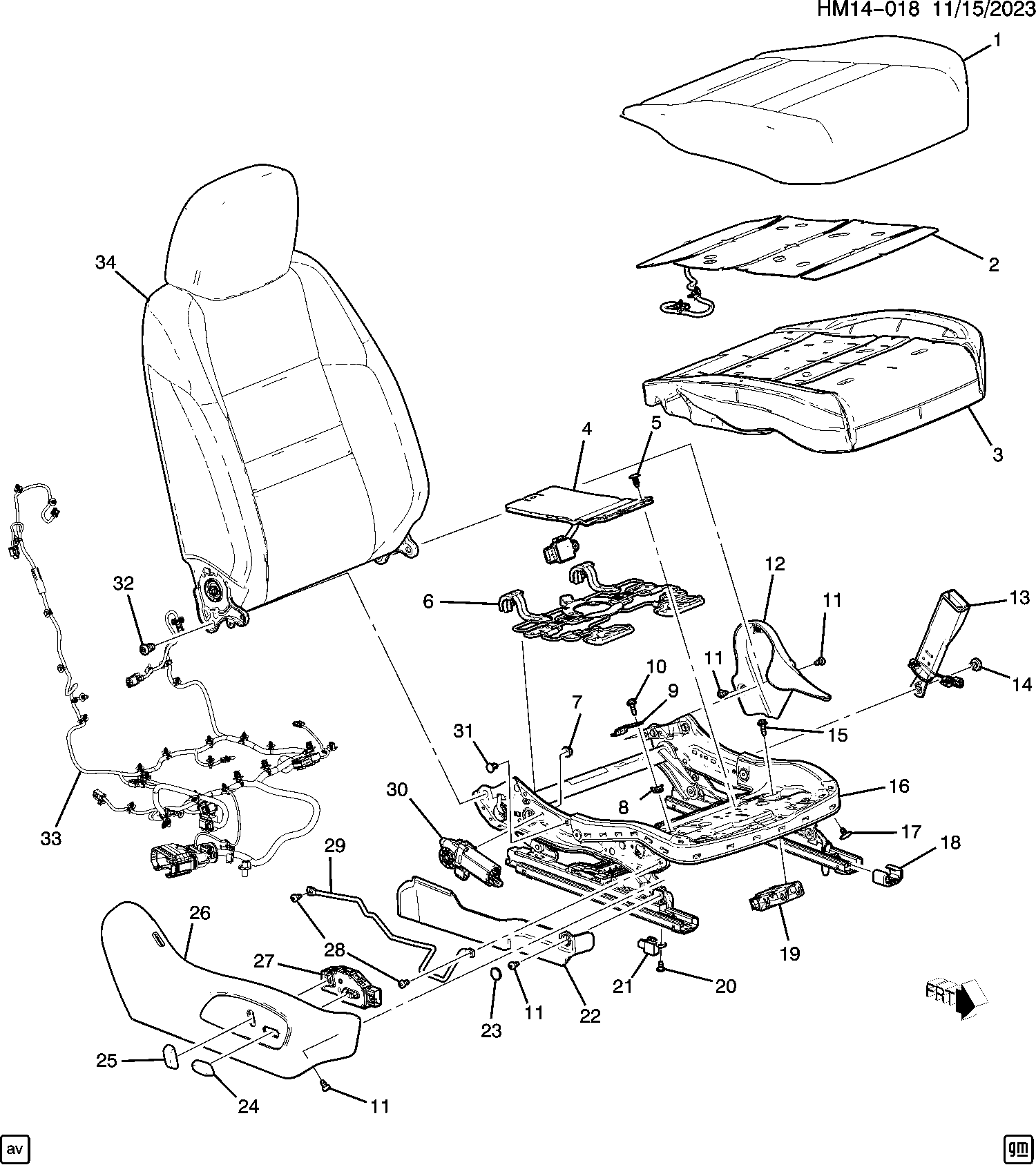 Diagram SEAT ASM@RIGHT HAND FRONT-CUSHION (1) for your Honda