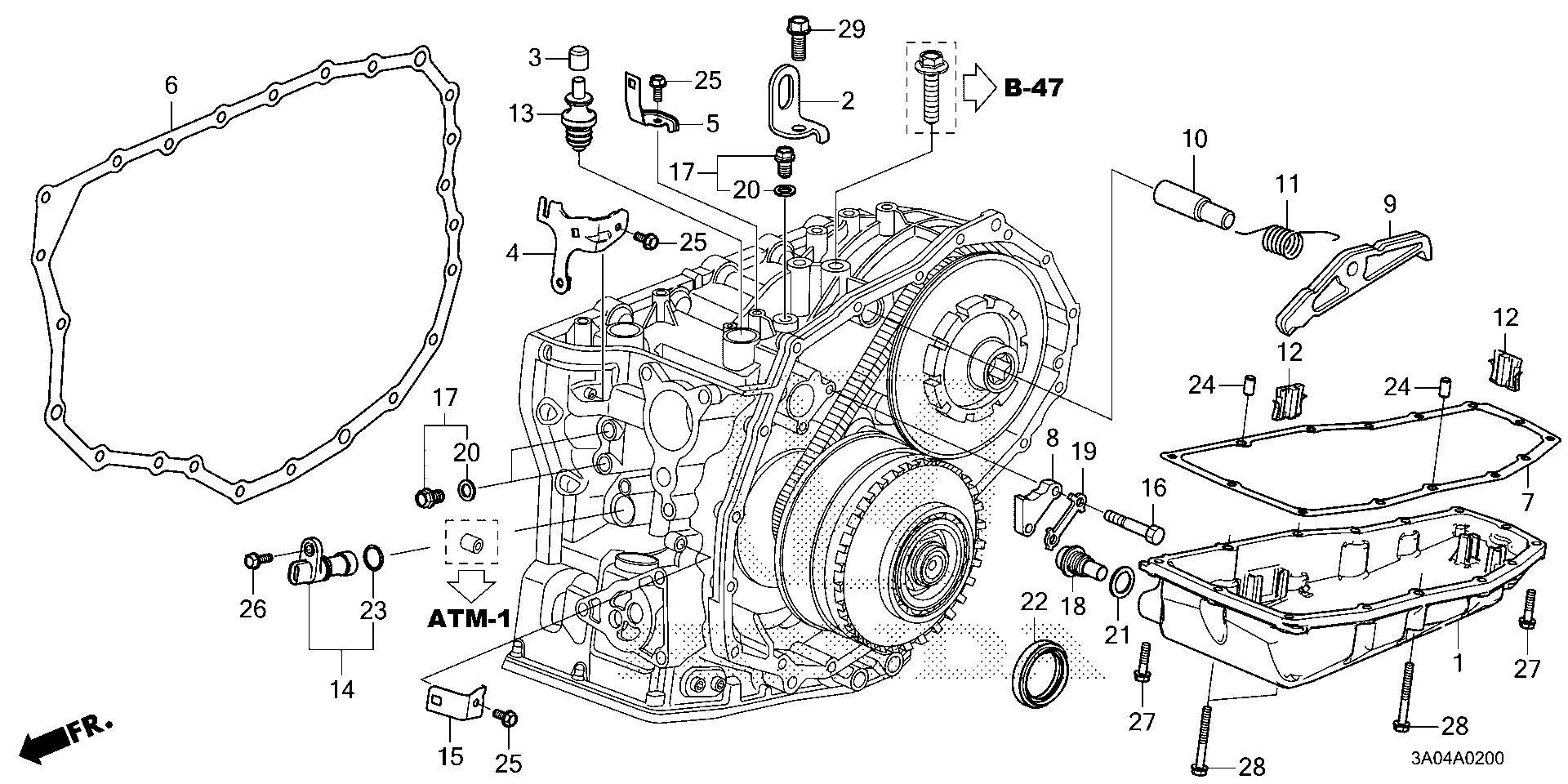 Diagram TRANSMISSION CASE COMPONENTS for your Honda CR-V  