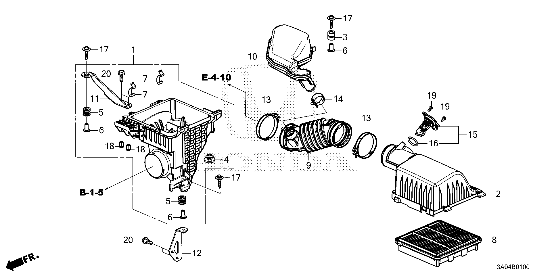 Diagram AIR CLEANER for your 1994 Honda Accord Coupe   