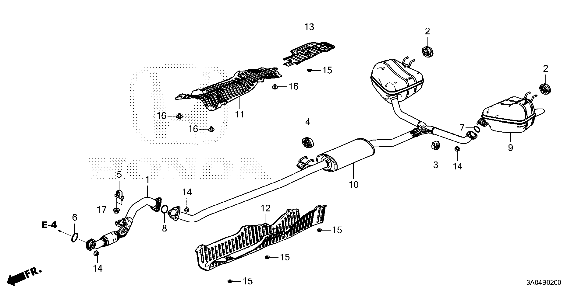 Diagram EXHAUST PIPE@MUFFLER (2WD) for your Honda CR-V  