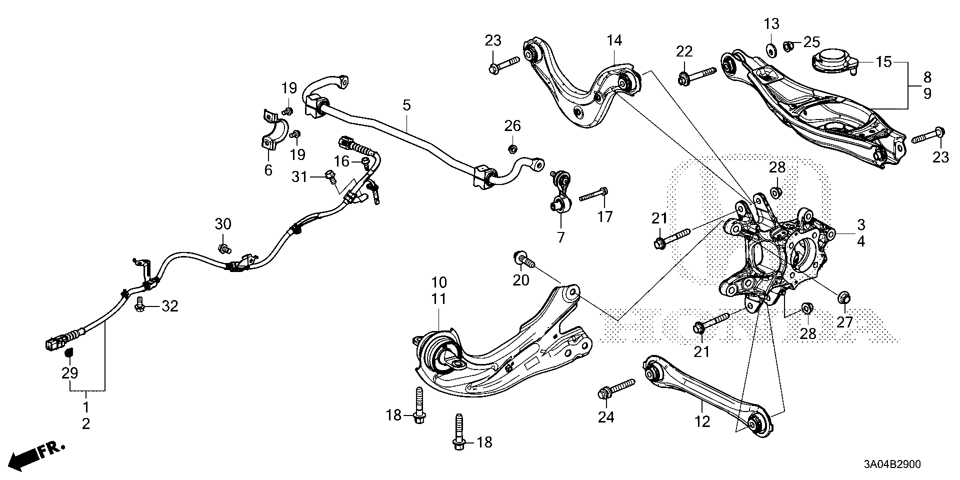 Diagram REAR LOWER ARM (2WD) for your Honda CR-V  