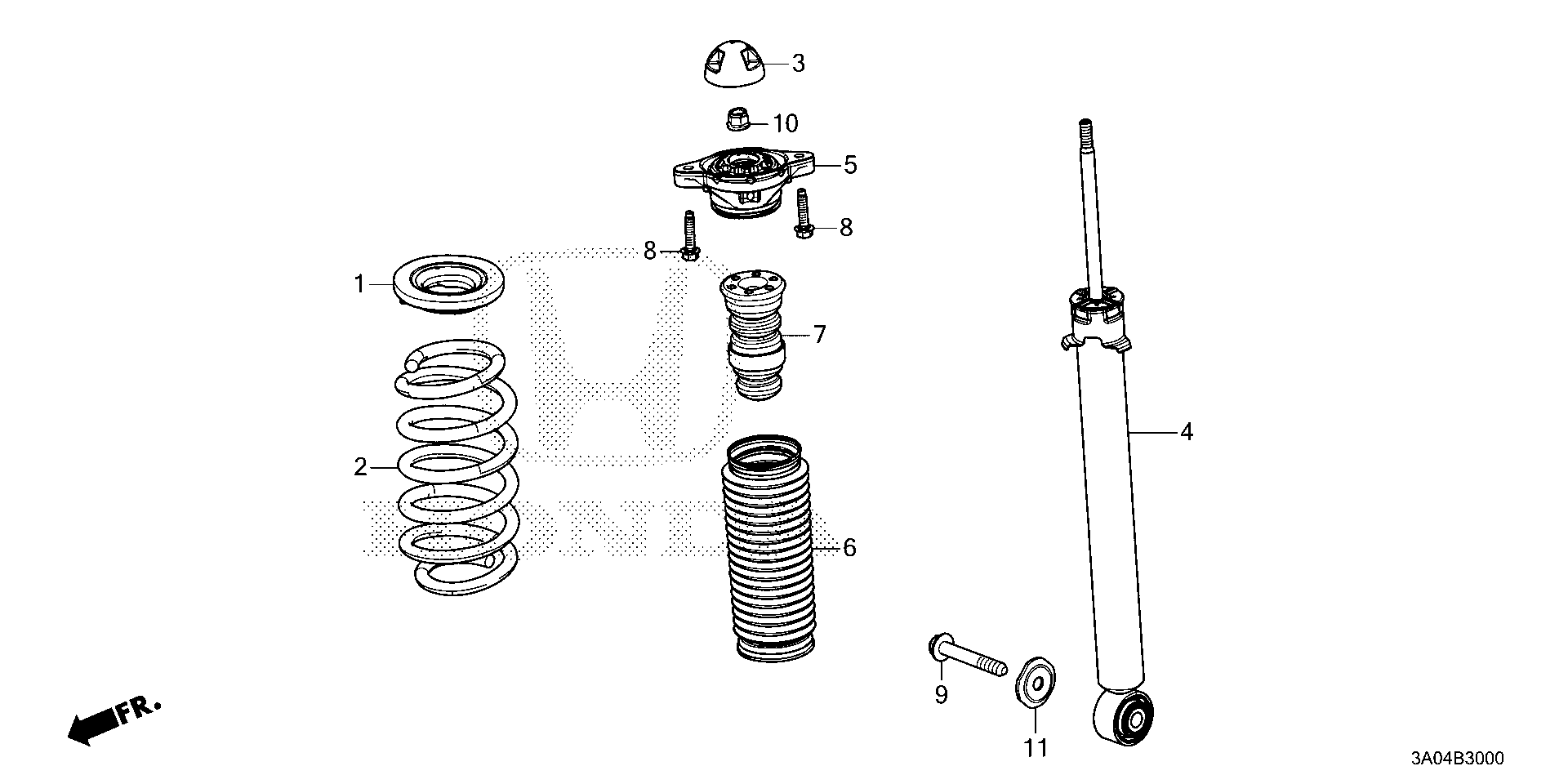 Honda CR-V Shock absorber unit, rr. Rear, steering - 52611-3A1-A01 ...