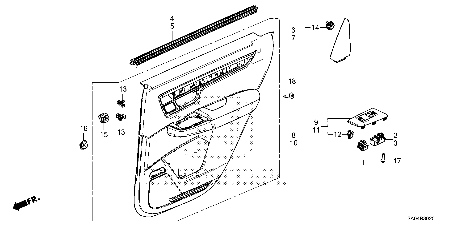 Diagram REAR DOOR LINING for your 2022 Honda CR-V   