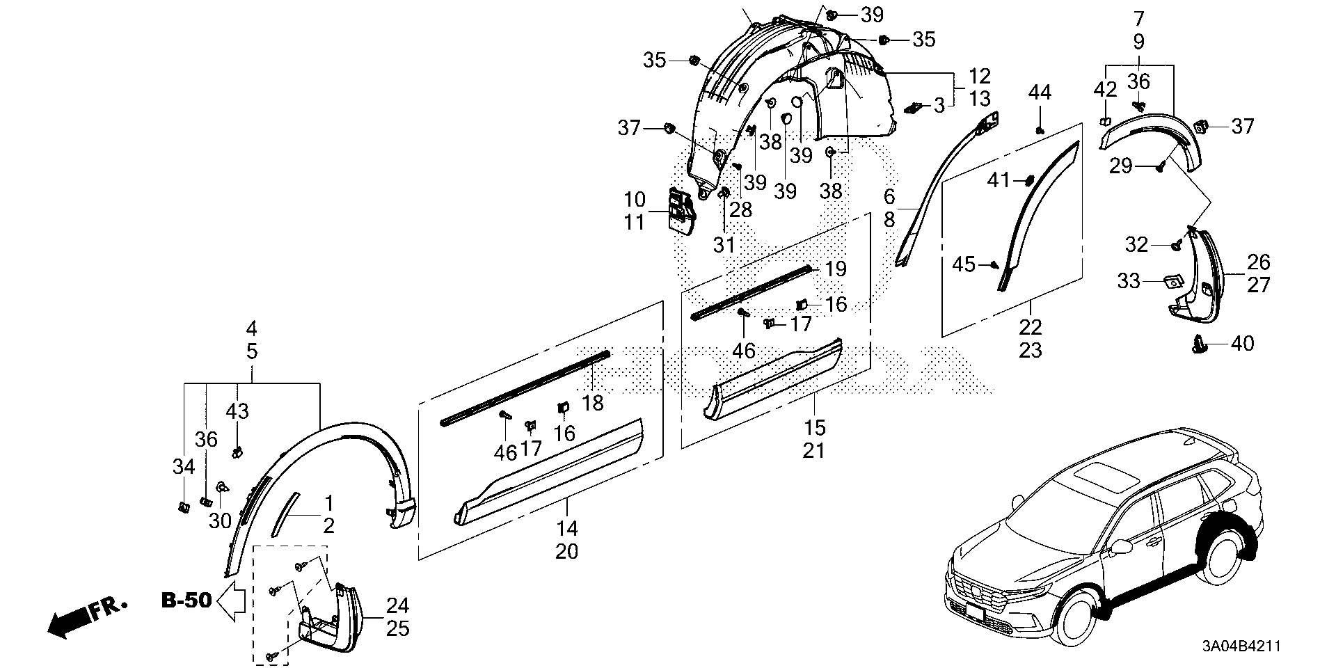 Diagram REAR INNER FENDER @PROTECTOR for your Honda CR-V  