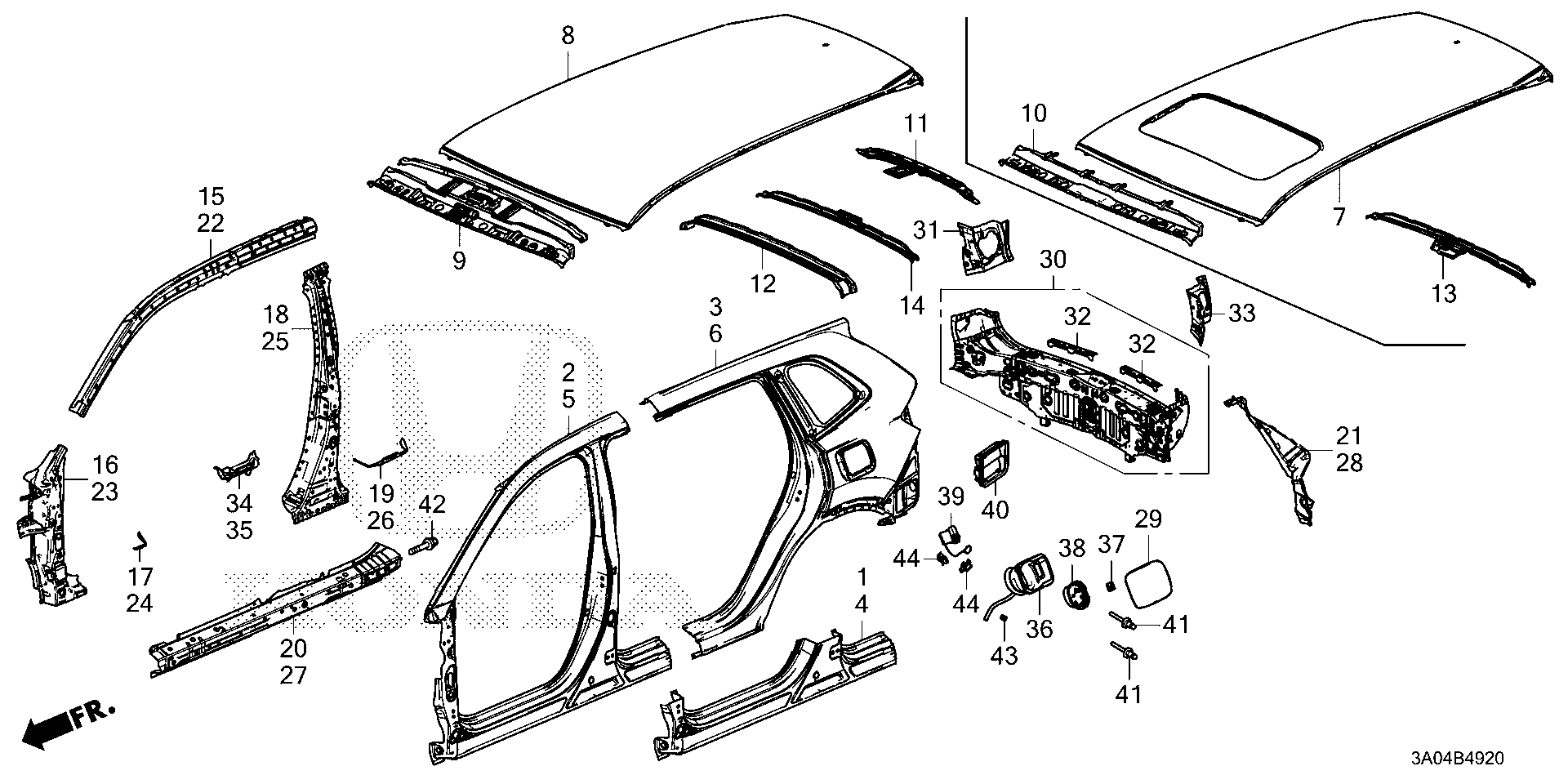 Diagram OUTER PANEL@REAR PANEL for your Honda CR-V  