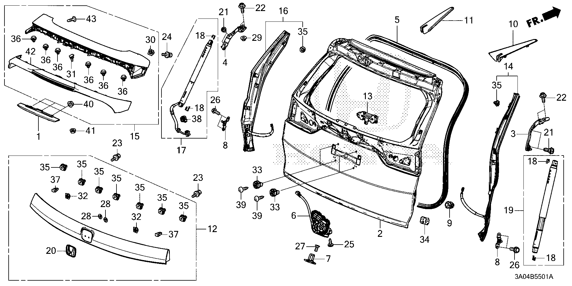 Honda CR-V Motor assy., power tailgate. Body - 74961-3A0-A51 | Honda ...