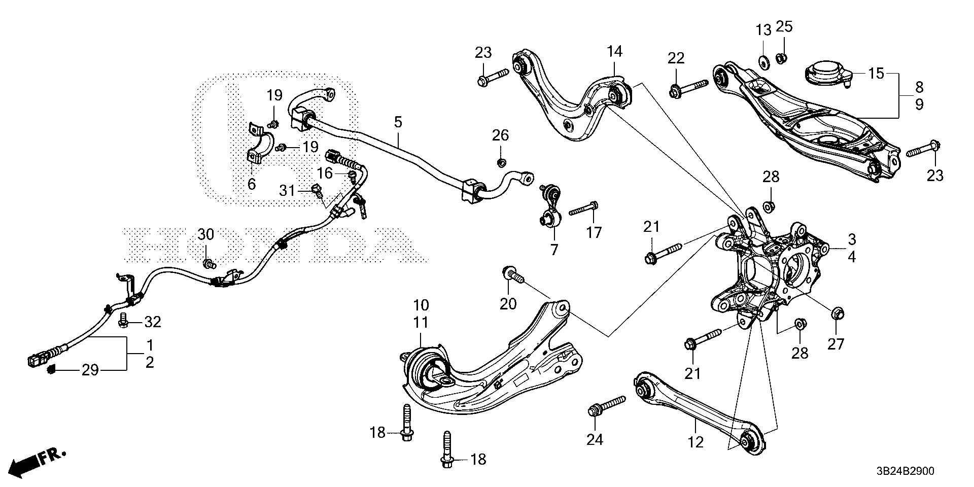 Diagram REAR LOWER ARM (2WD) for your Honda CR-V  