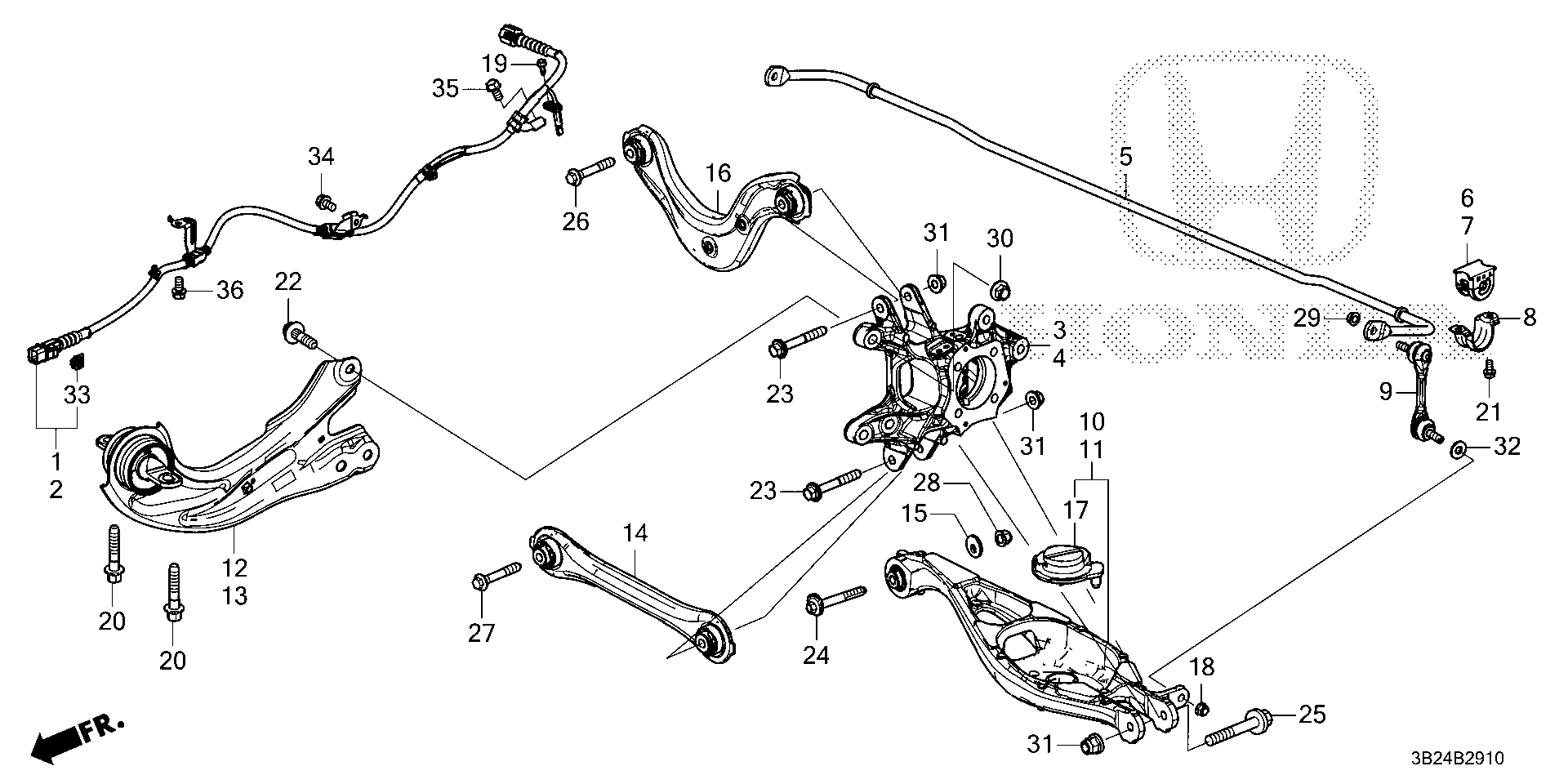 Diagram REAR LOWER ARM (4WD) for your Honda CR-V  