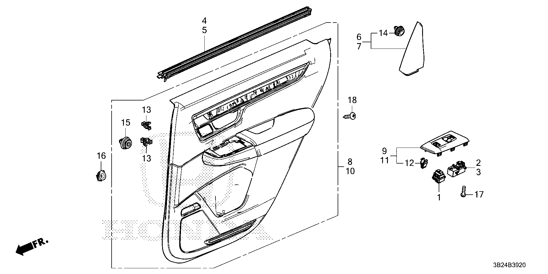 Diagram REAR DOOR LINING for your 2022 Honda CR-V   