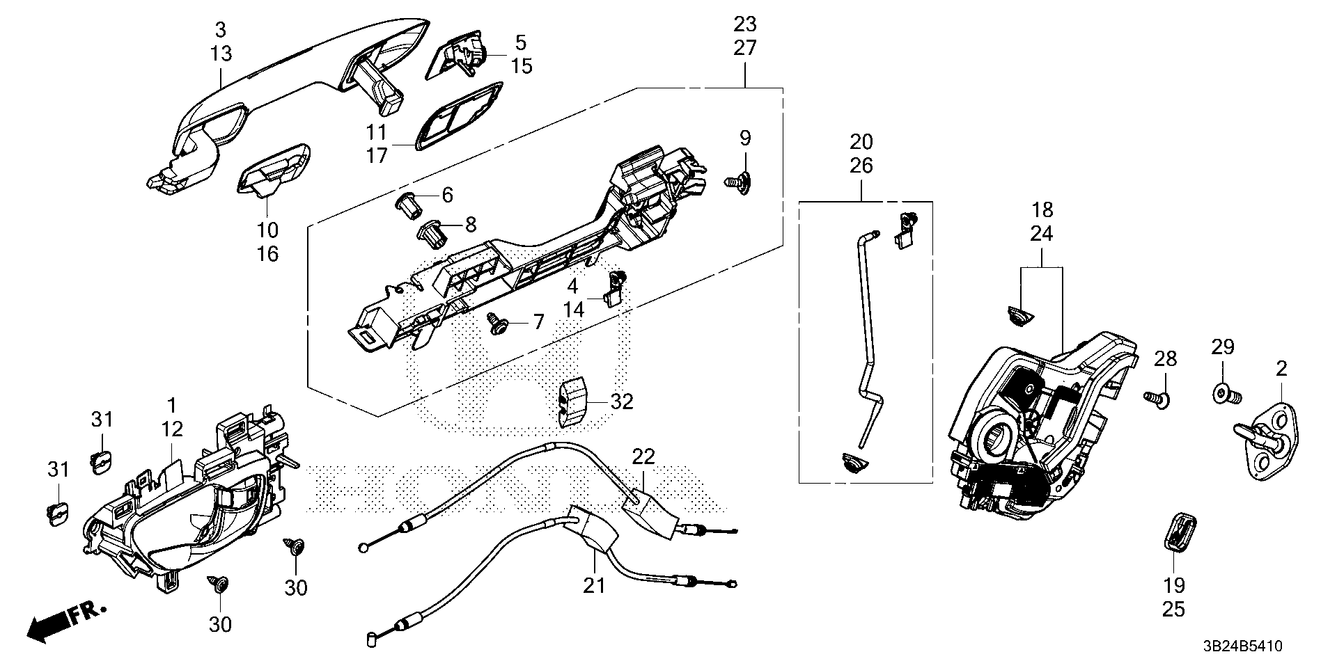 Full size assembly image of REAR DOOR LOCKS@OUTER HANDLE (1/1)