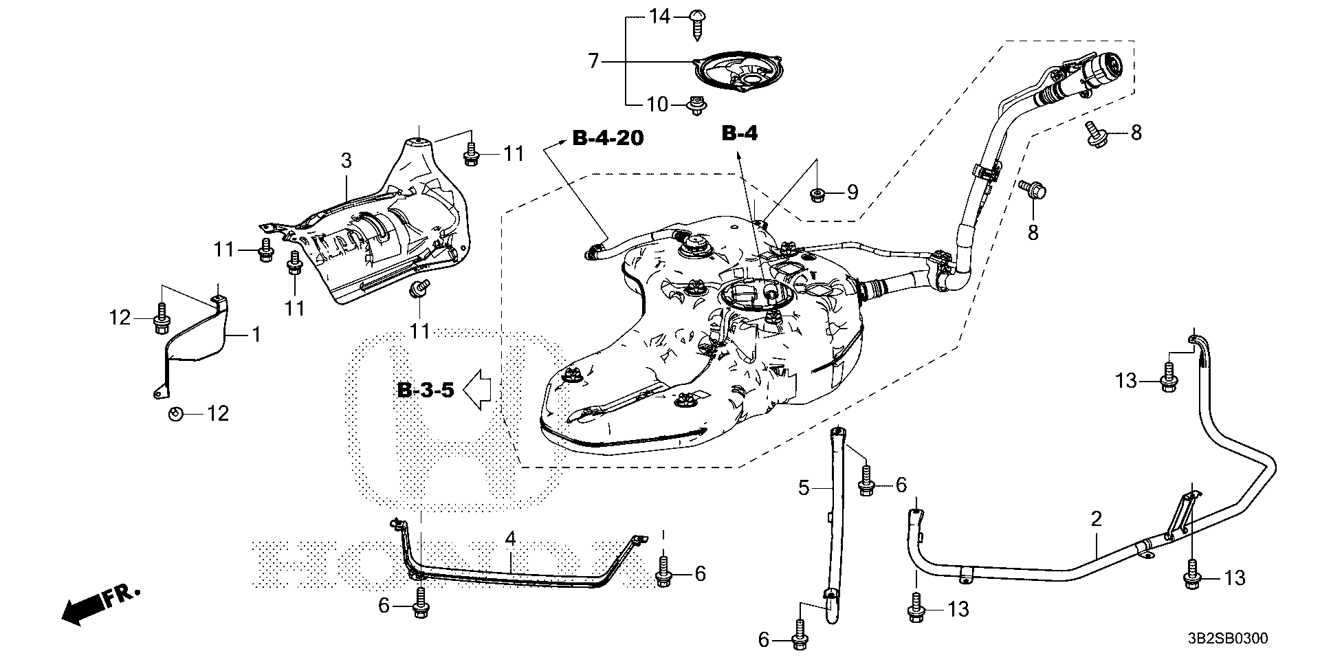 Diagram FUEL TANK GUARD for your Honda CR-V  