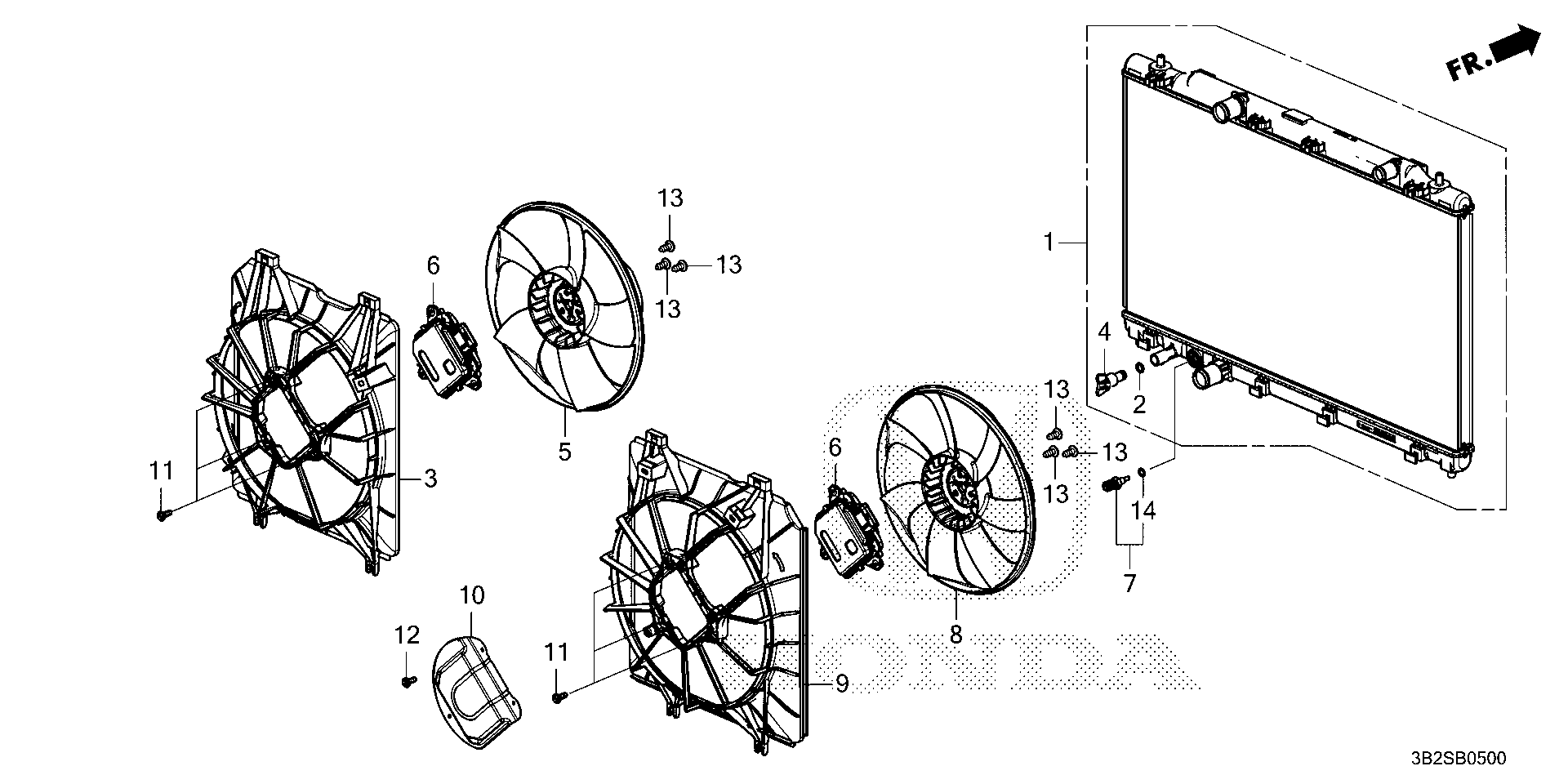 Diagram RADIATOR (DENSO) for your Honda CR-V  