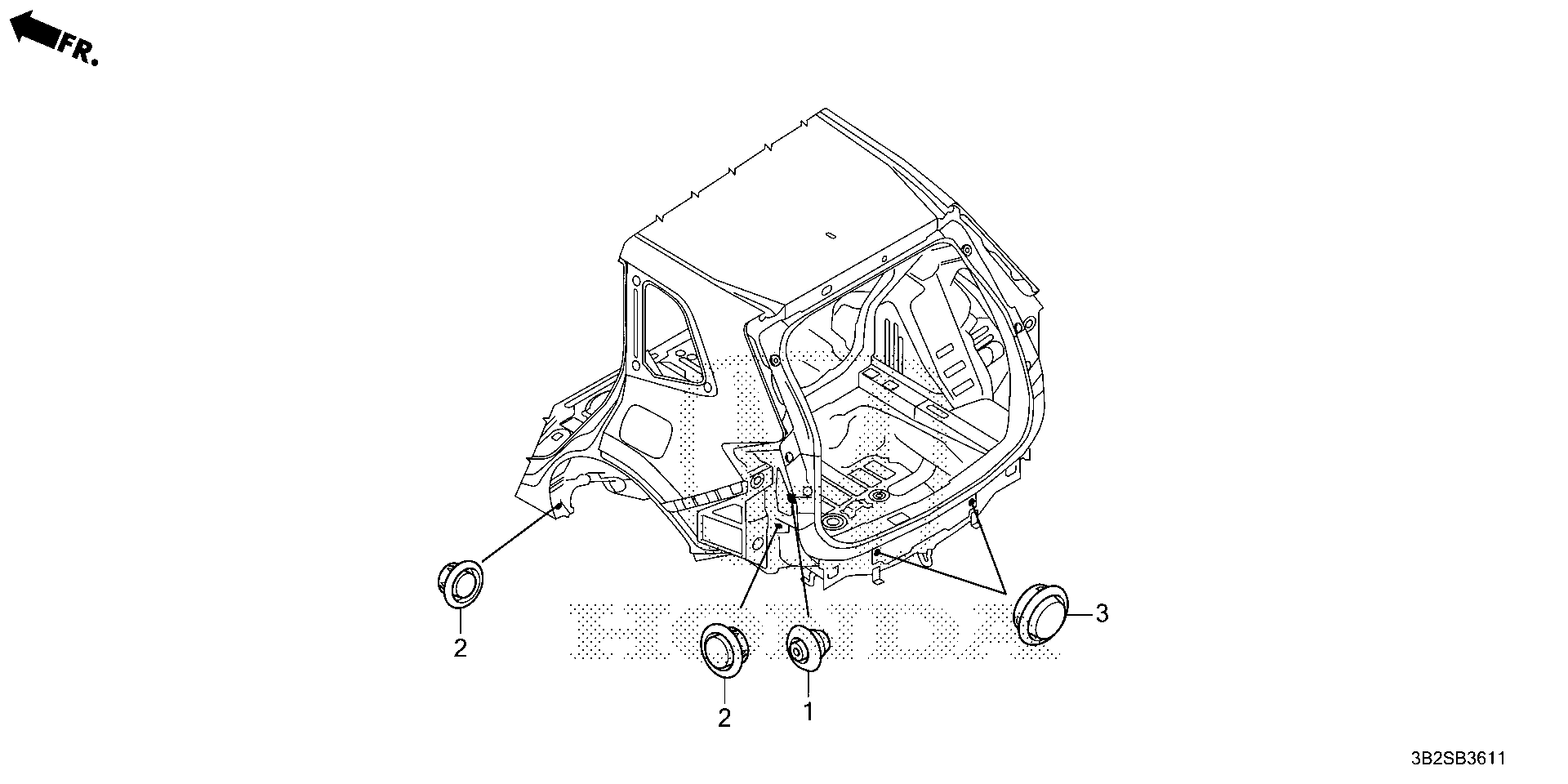 Full size assembly image of GROMMET (RR.) (1/1)