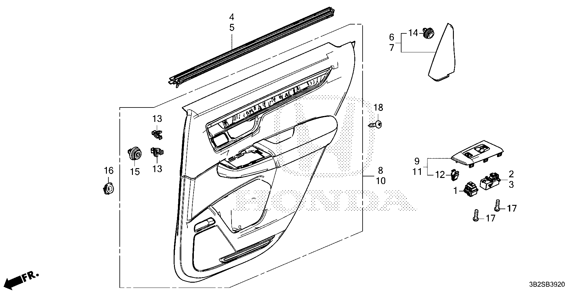 Diagram REAR DOOR LINING for your 2022 Honda CR-V   